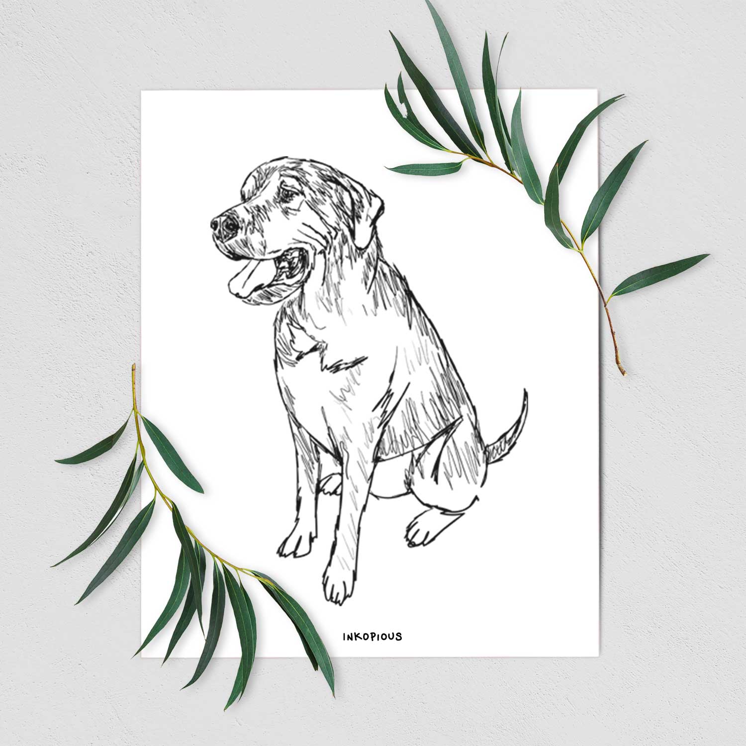 Doodled Jessie the Mixed Breed Art Print