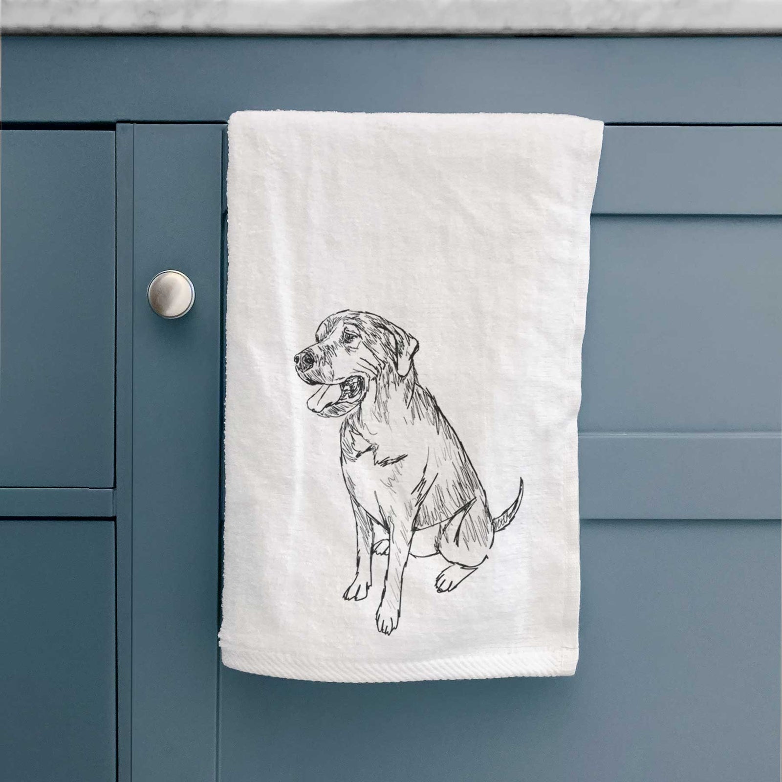 Doodled Jessie the Mixed Breed Decorative Hand Towel