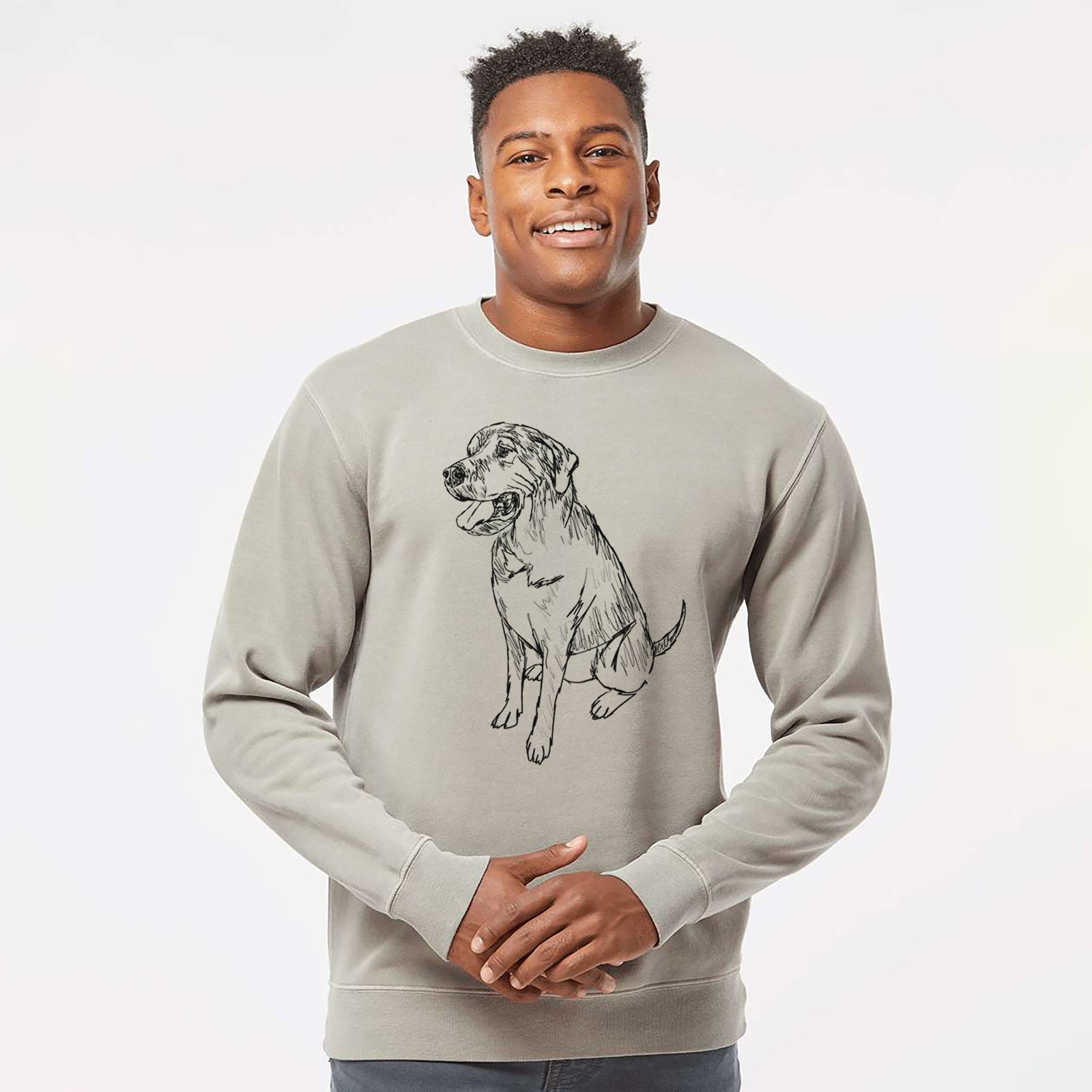 Doodled Jessie the Mixed Breed - Unisex Pigment Dyed Crew Sweatshirt