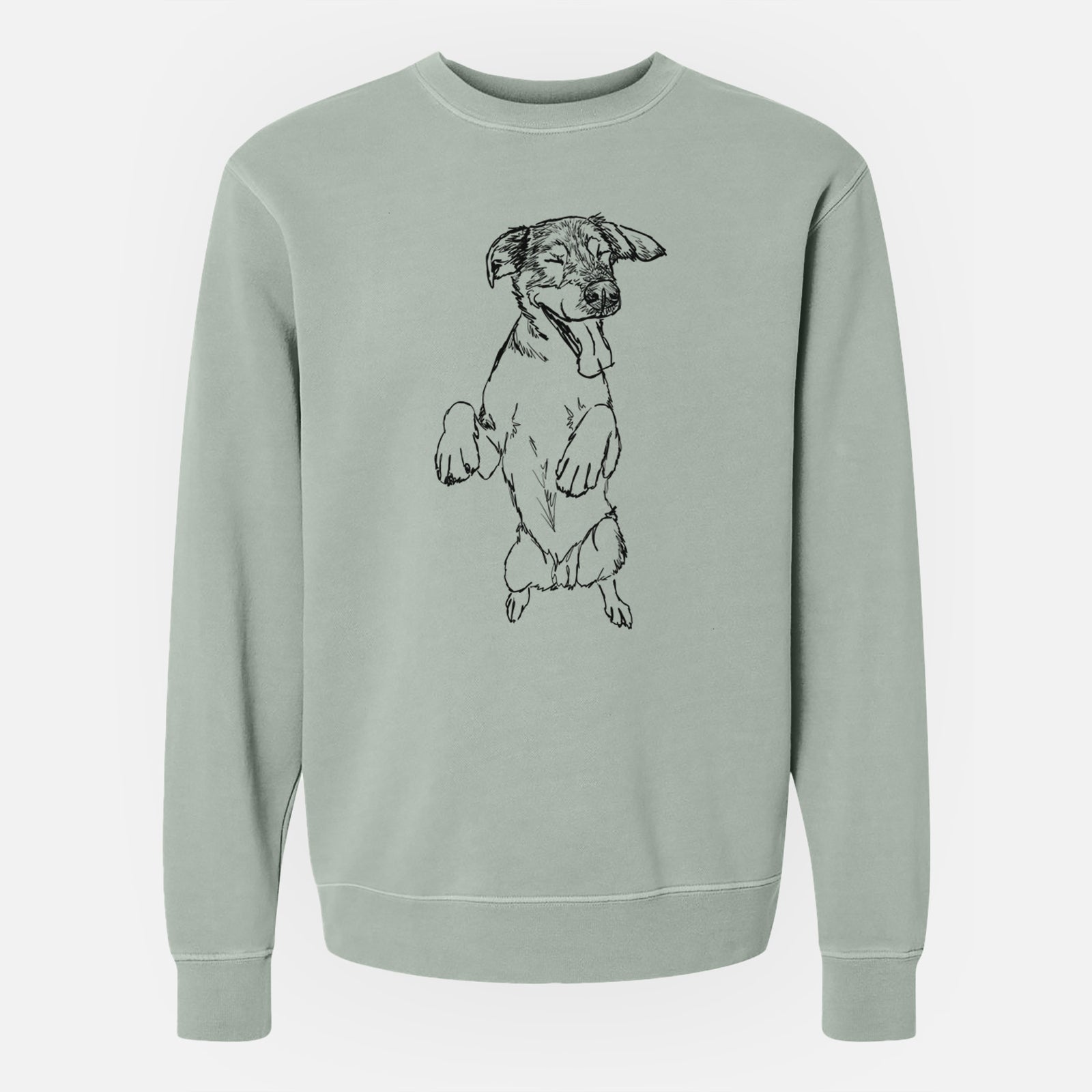 Doodled Jet the German Shepherd - Unisex Pigment Dyed Crew Sweatshirt