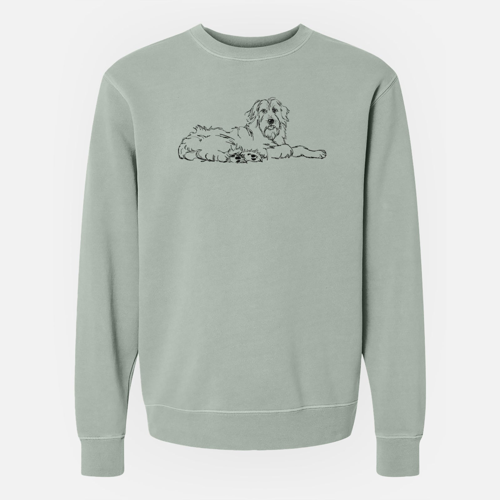 Doodled Kate the Goldendoodle - Unisex Pigment Dyed Crew Sweatshirt
