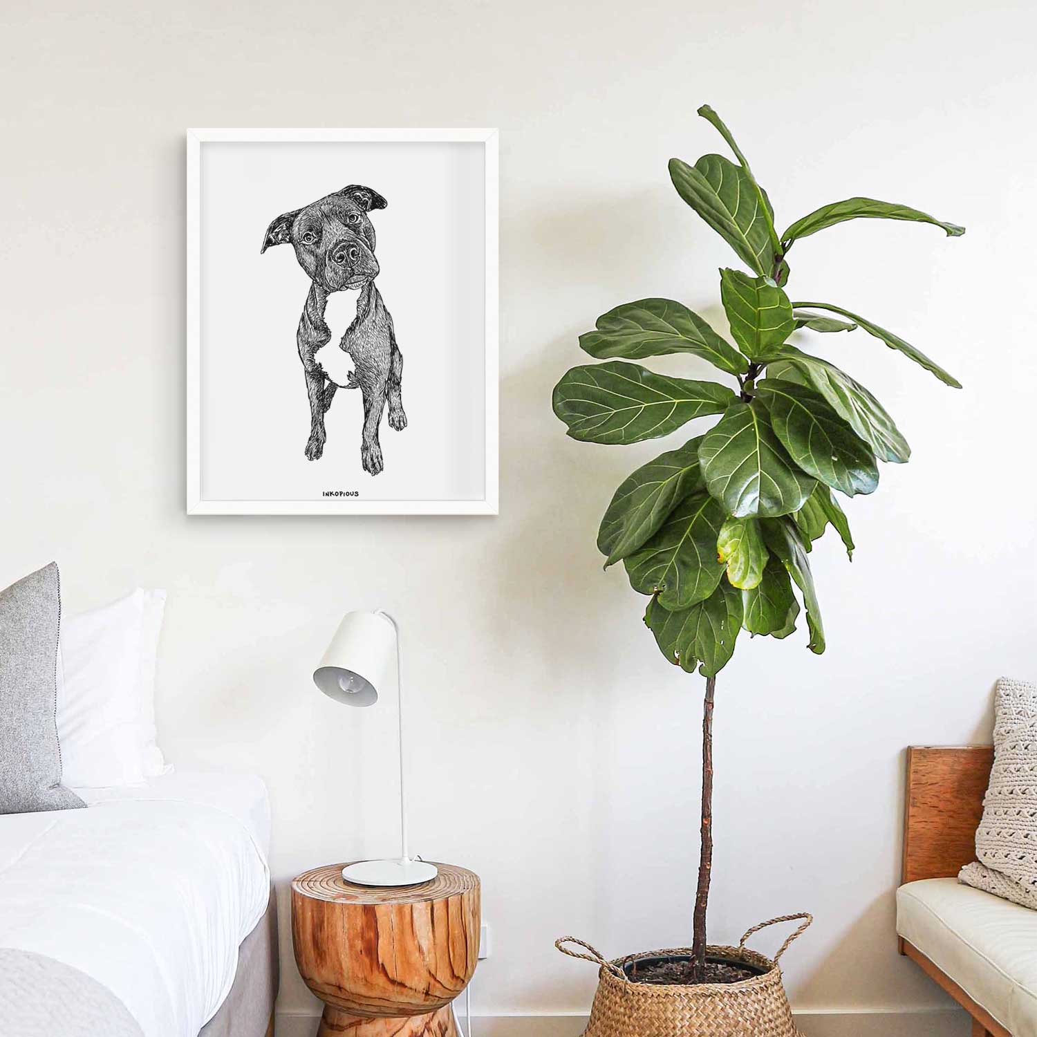 Doodled Kaya the Pitbull Mix Art Print