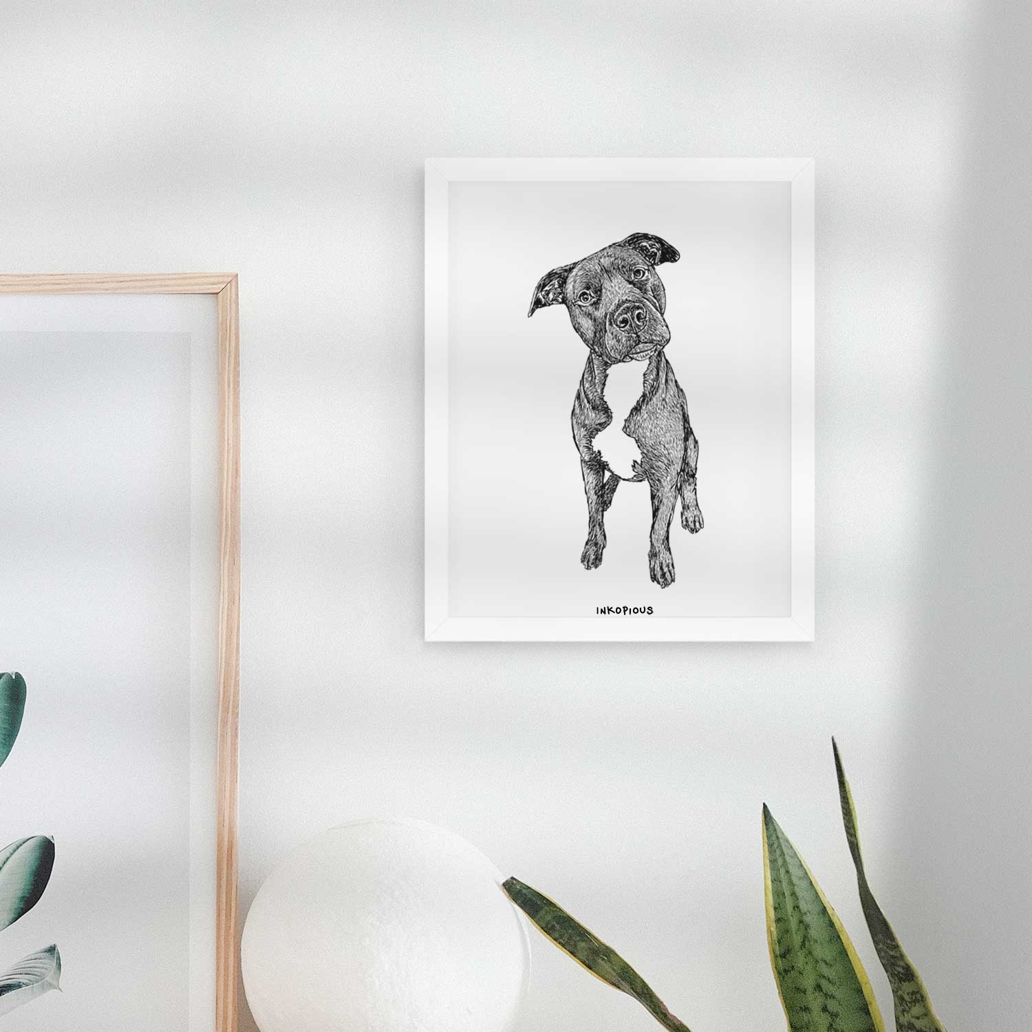 Doodled Kaya the Pitbull Mix Art Print