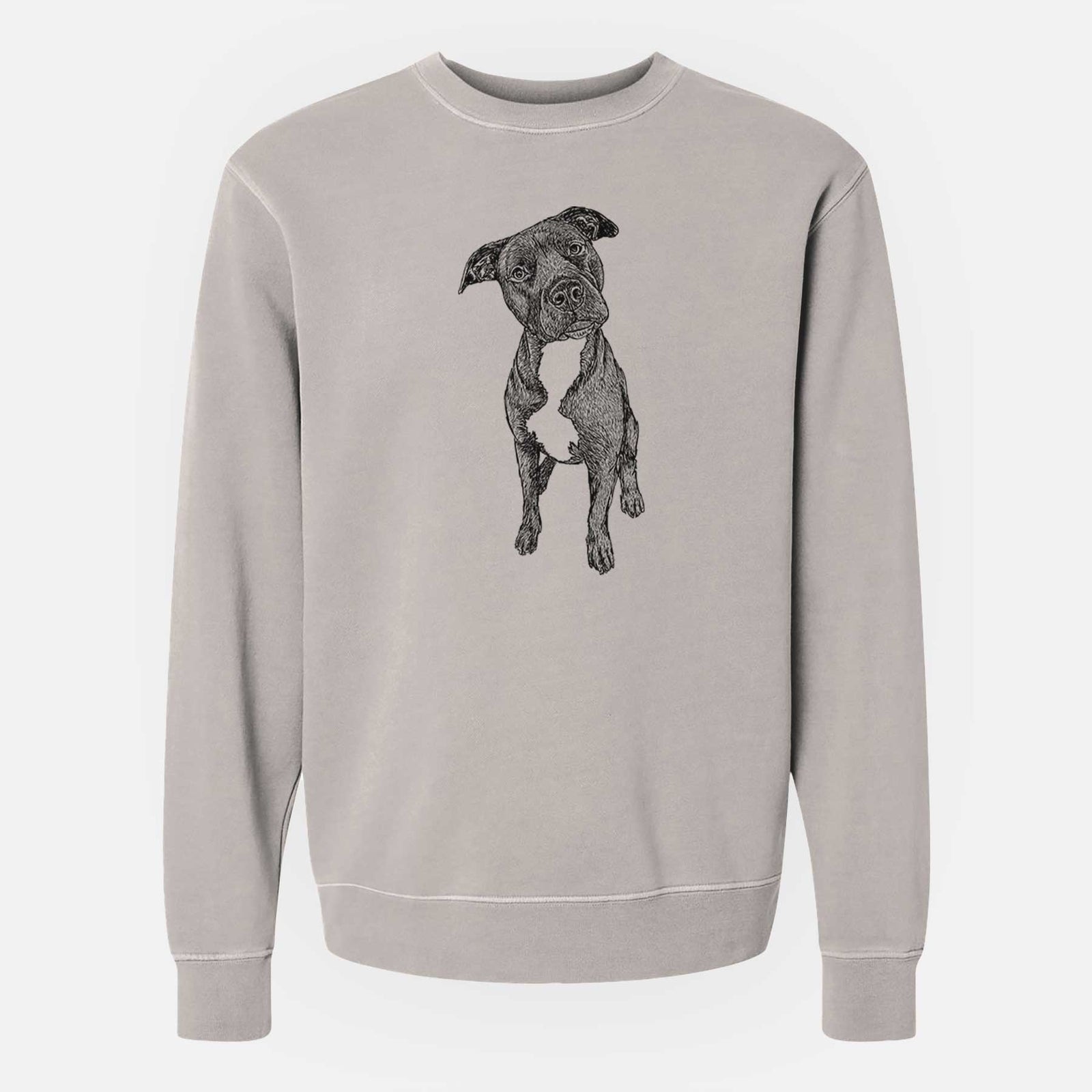 Doodled Kaya the Pitbull Mix - Unisex Pigment Dyed Crew Sweatshirt