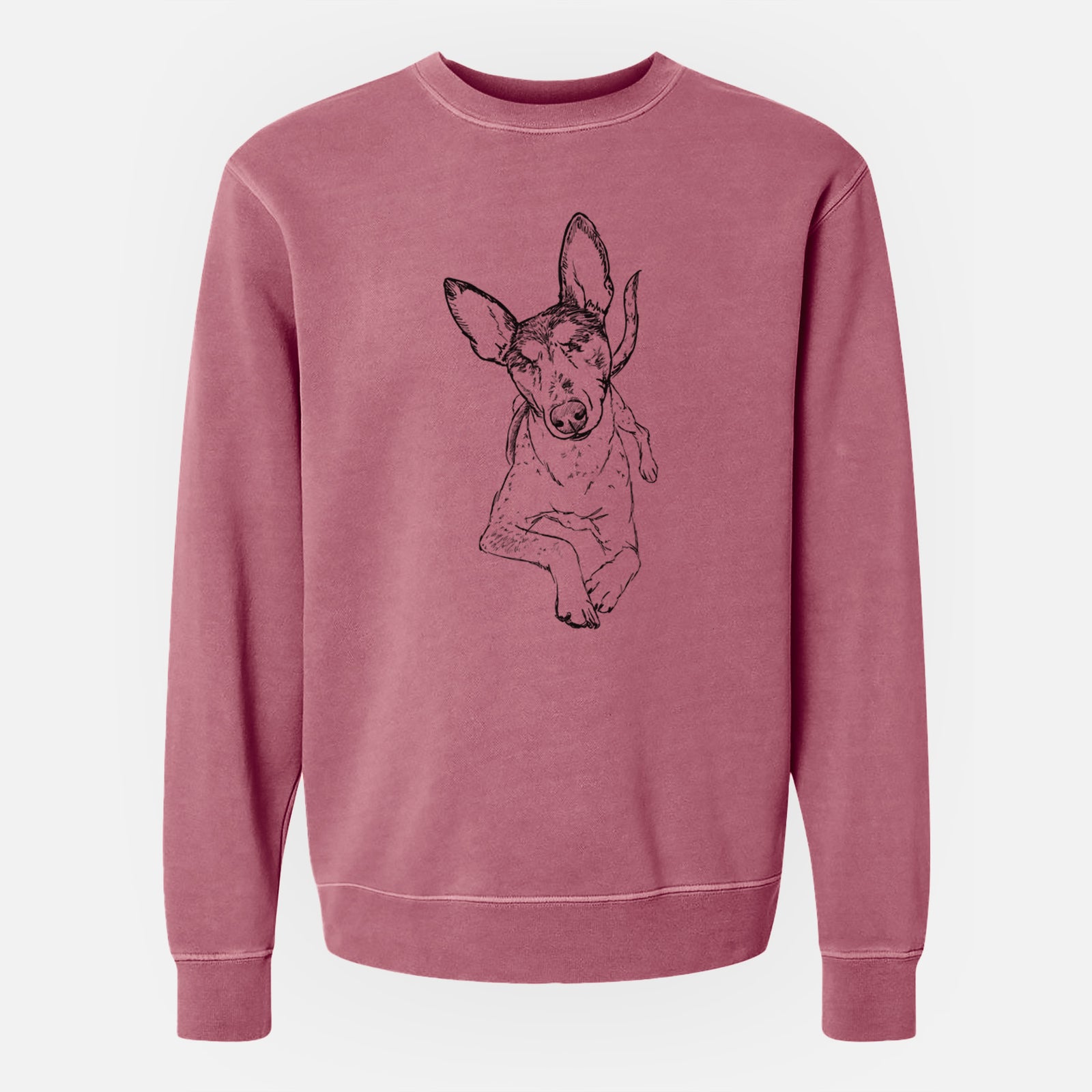 Doodled Kayla the Rat Terrier Mix - Unisex Pigment Dyed Crew Sweatshirt