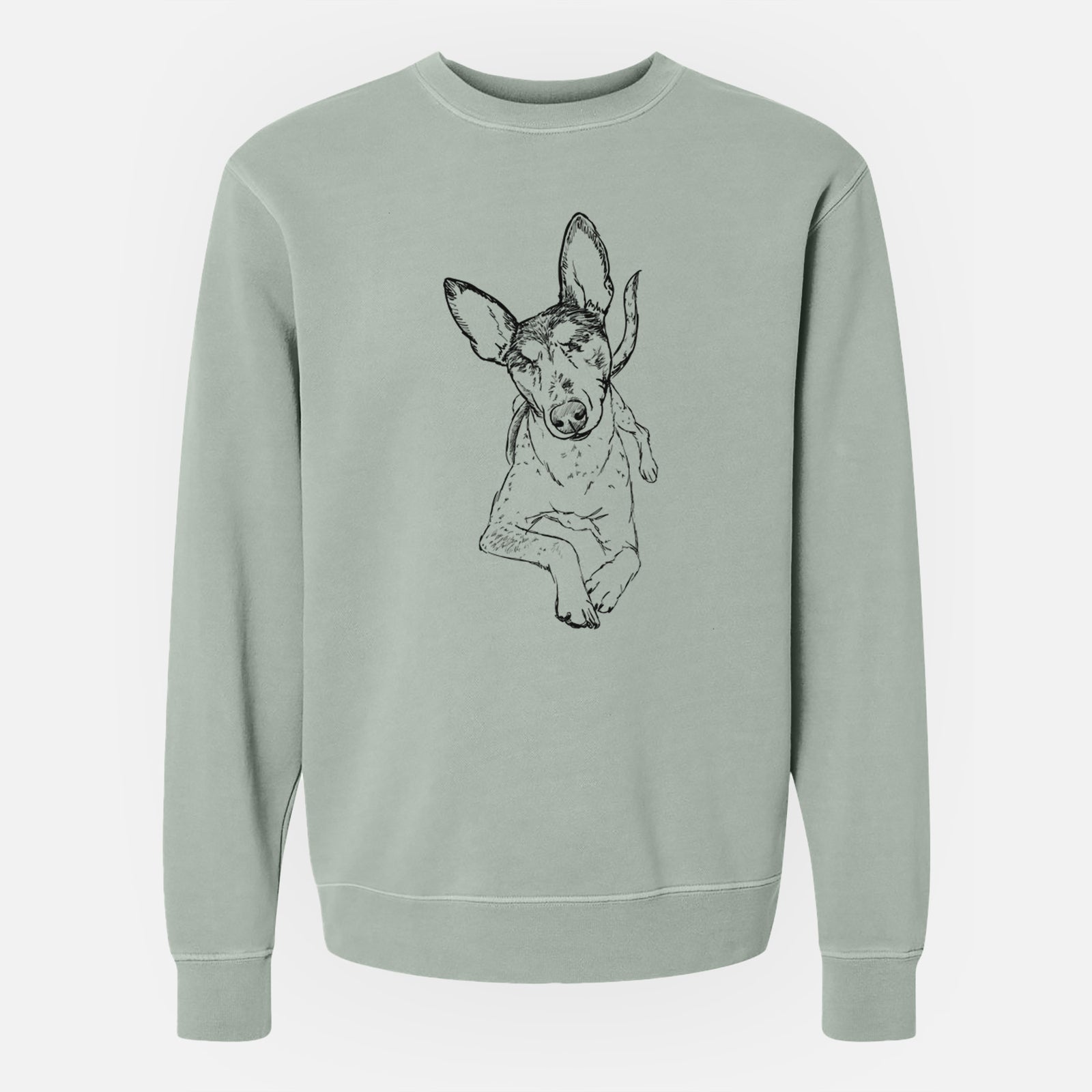 Doodled Kayla the Rat Terrier Mix - Unisex Pigment Dyed Crew Sweatshirt