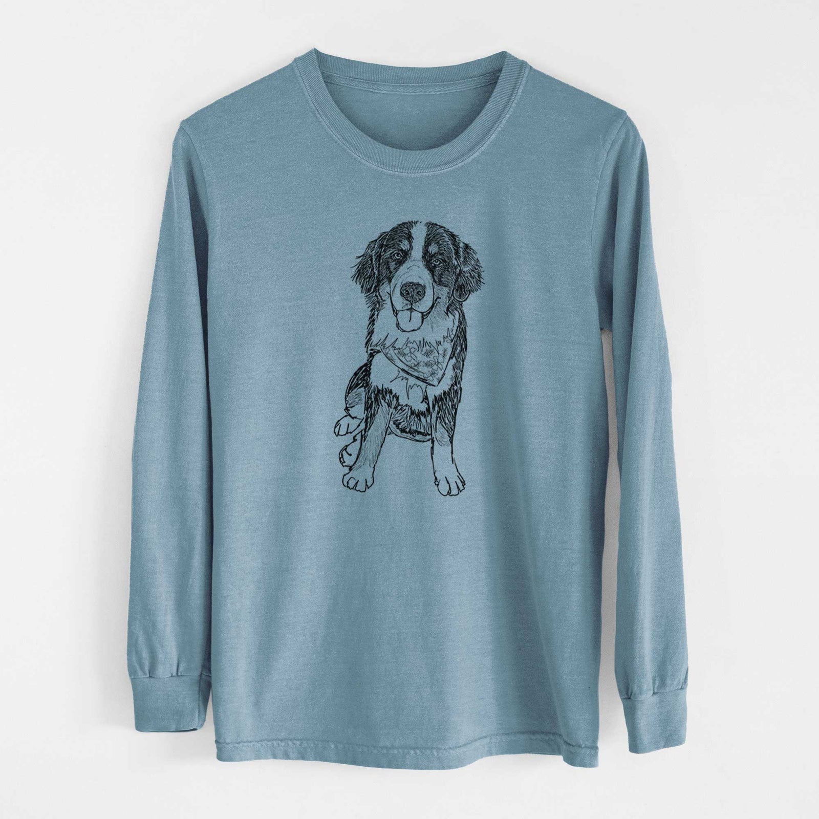 Doodled Kimber the Bernese Mountain Dog - Heavyweight 100% Cotton Long Sleeve