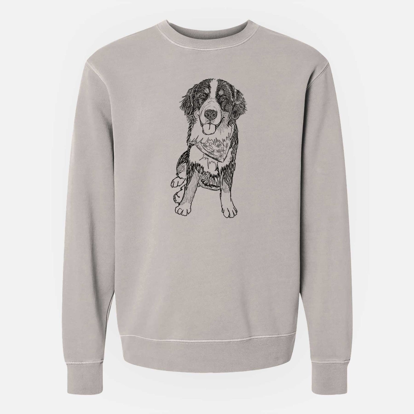 Doodled Kimber the Bernese Mountain Dog - Unisex Pigment Dyed Crew Sweatshirt