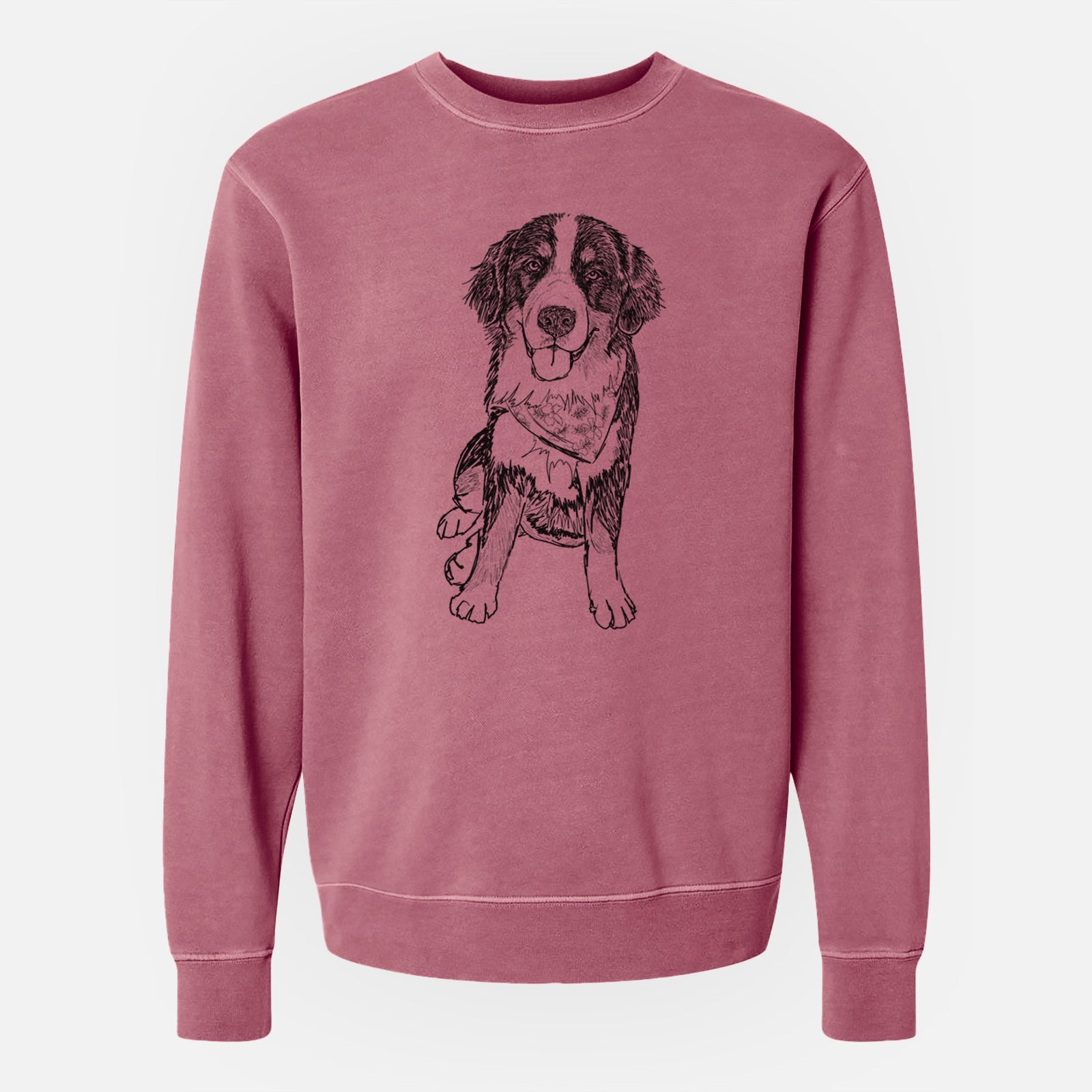 Doodled Kimber the Bernese Mountain Dog - Unisex Pigment Dyed Crew Sweatshirt