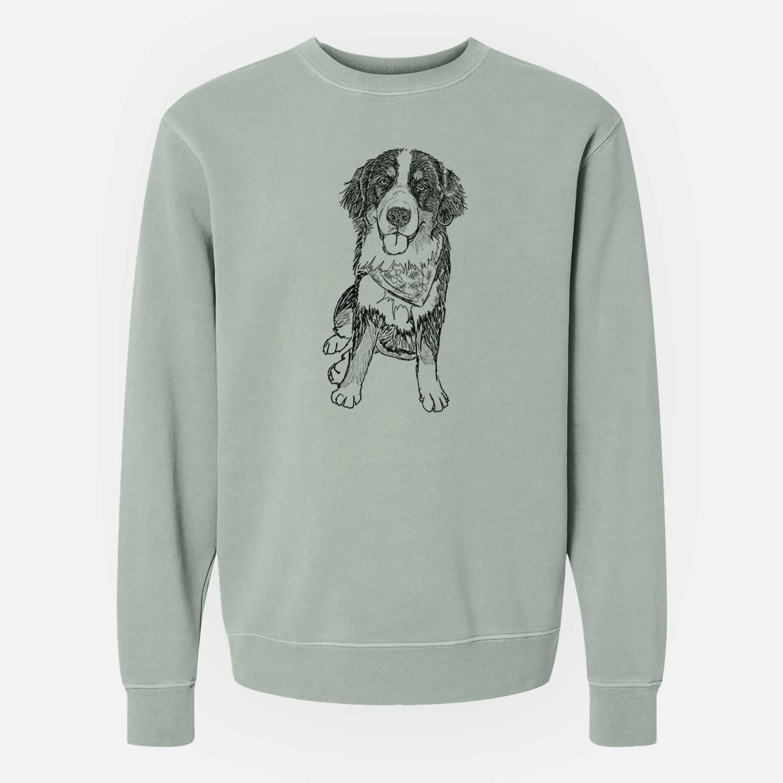 Doodled Kimber the Bernese Mountain Dog - Unisex Pigment Dyed Crew Sweatshirt