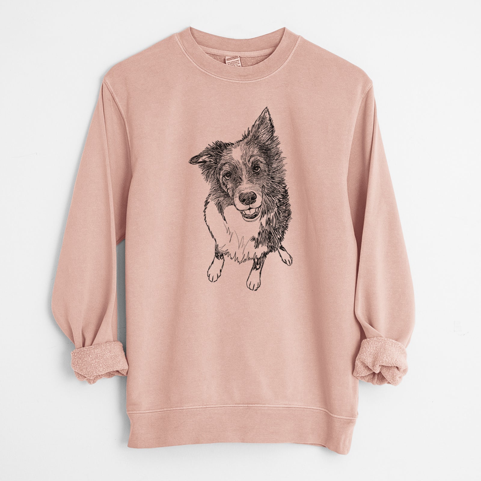 Doodled Koa the Border Collie - Unisex Pigment Dyed Crew Sweatshirt