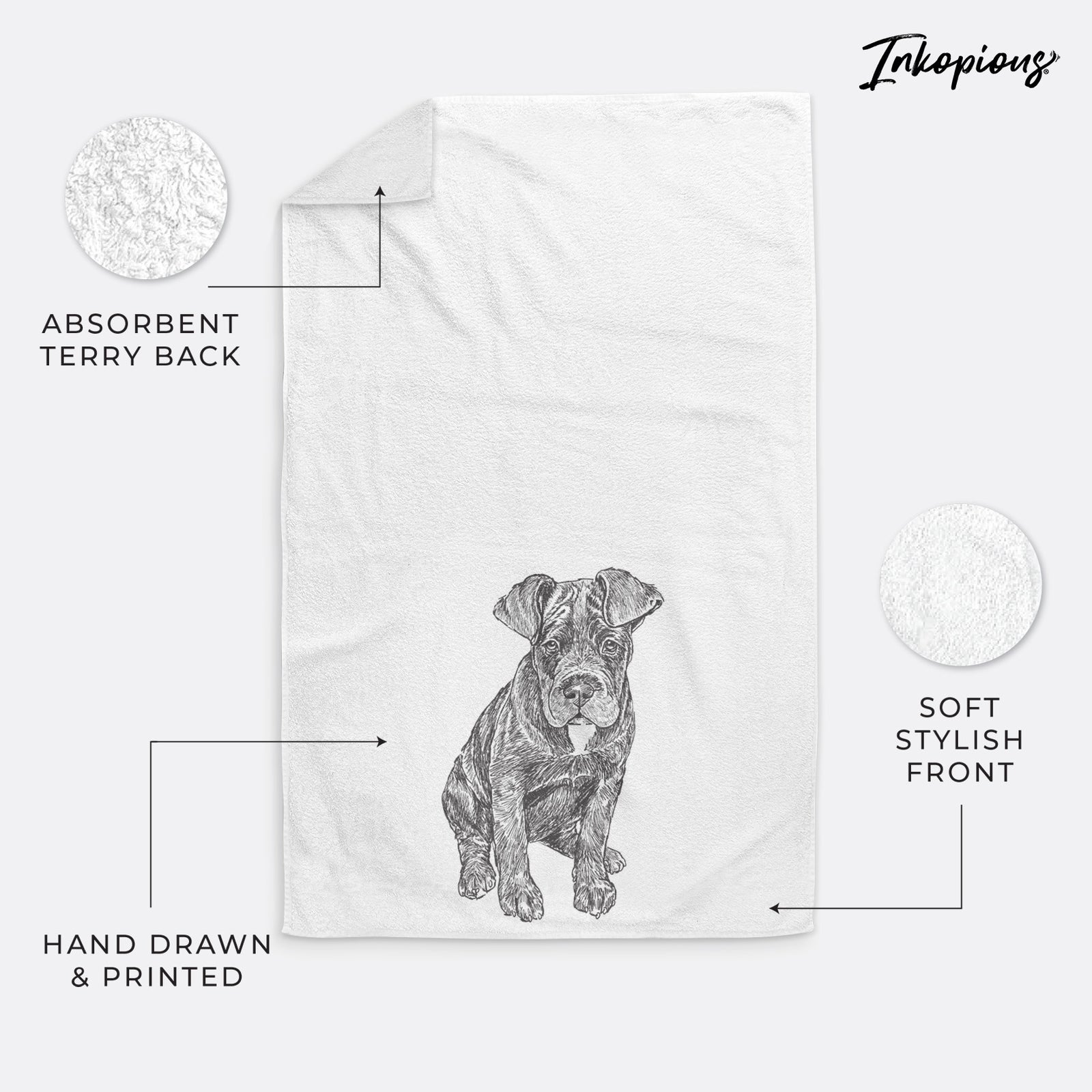 Doodled Kona the Cane Corso Decorative Hand Towel