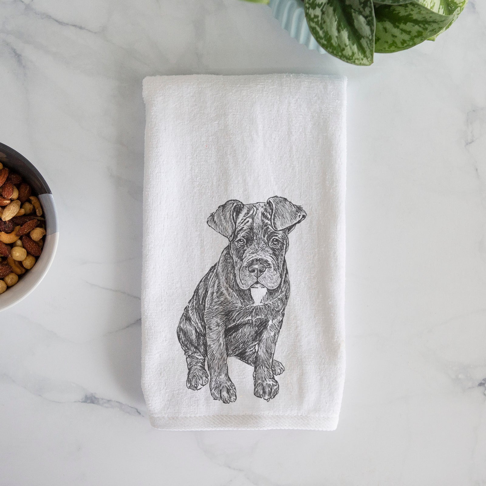 Doodled Kona the Cane Corso Decorative Hand Towel