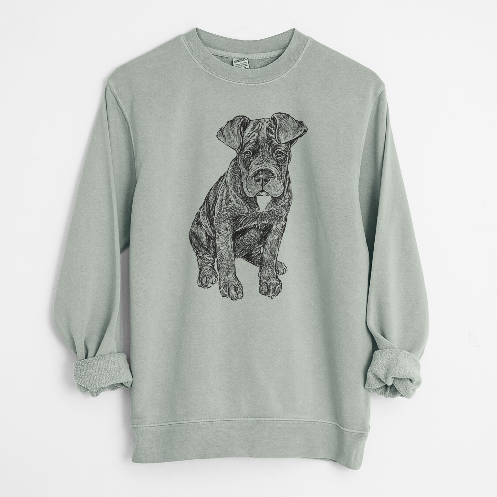 Doodled Kona the Cane Corso - Unisex Pigment Dyed Crew Sweatshirt