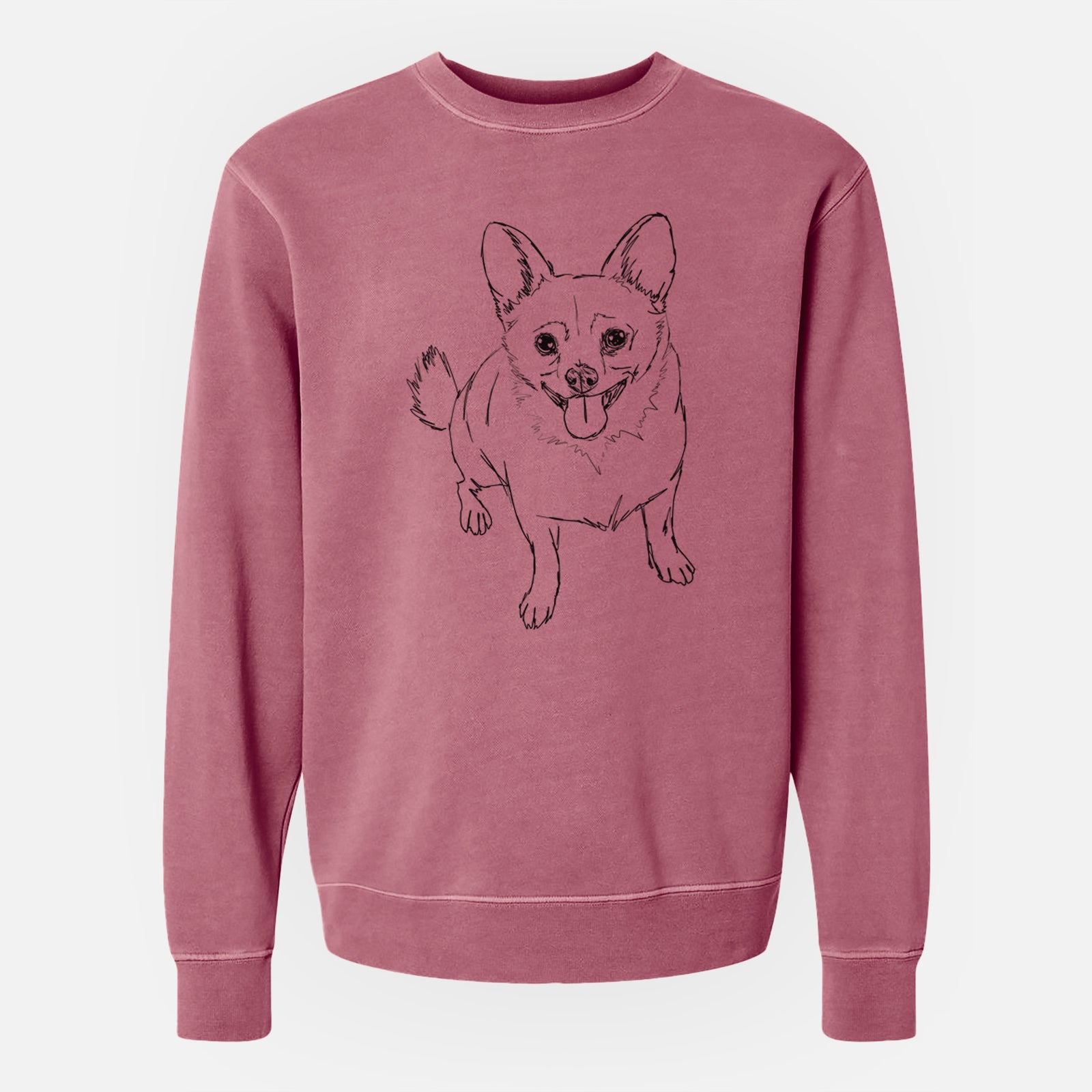 Doodled Kona the Chihuahua - Unisex Pigment Dyed Crew Sweatshirt