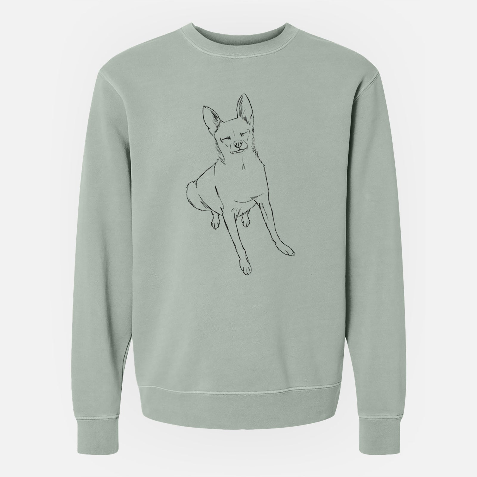 Doodled Kozmo the Chihuahua - Unisex Pigment Dyed Crew Sweatshirt