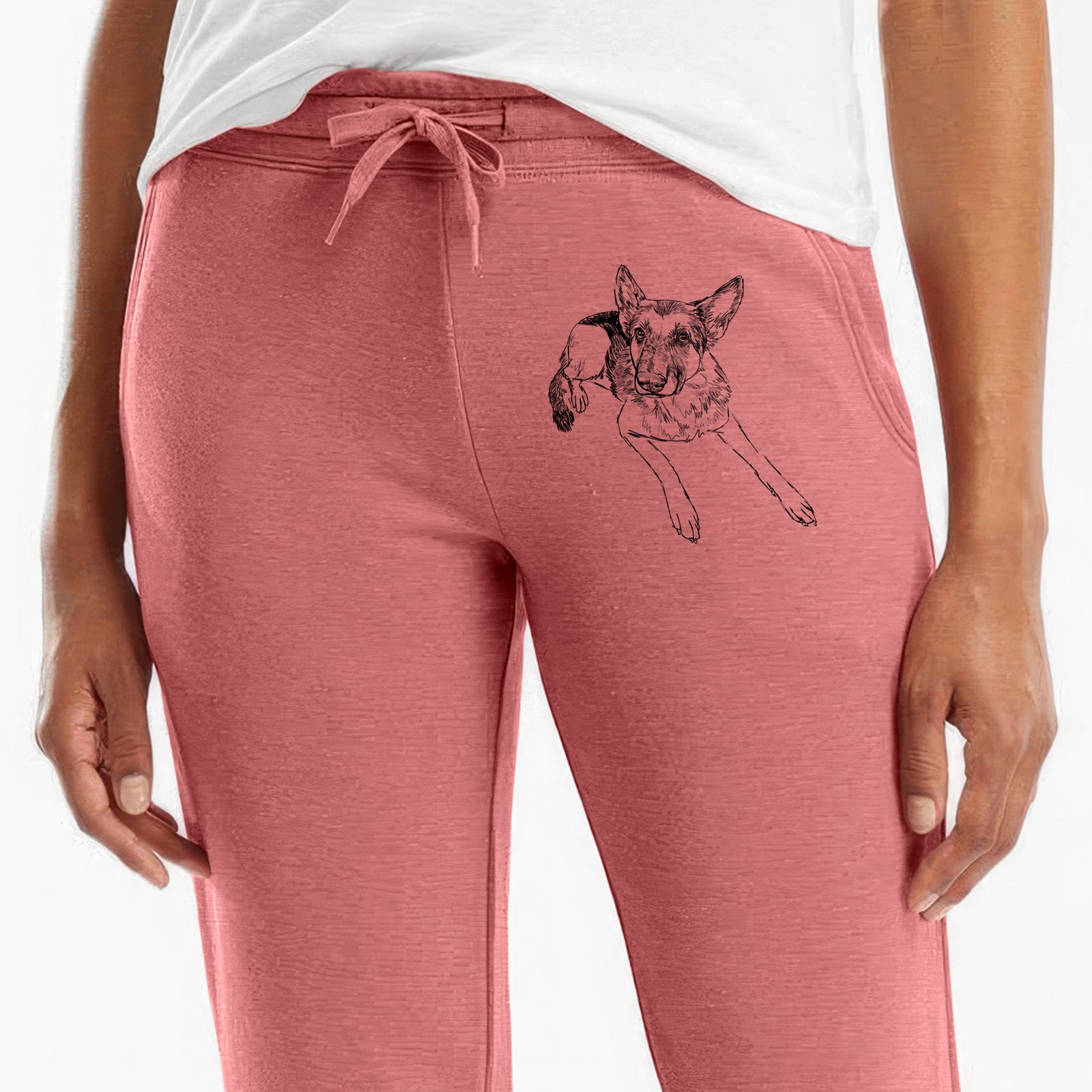 Doodled Lance the German Shepherd - Women's Cali Wave Joggers