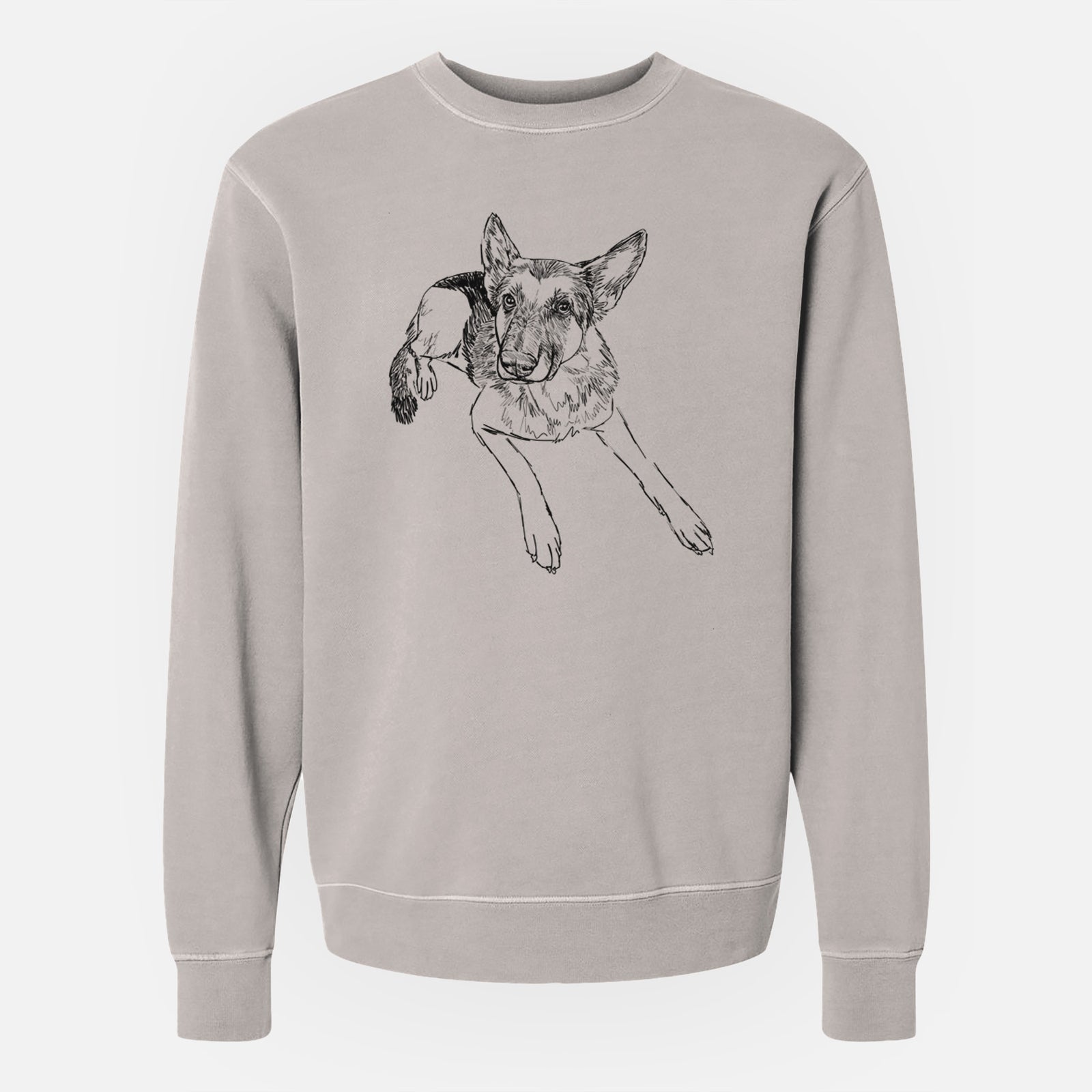 Doodled Lance the German Shepherd - Unisex Pigment Dyed Crew Sweatshirt