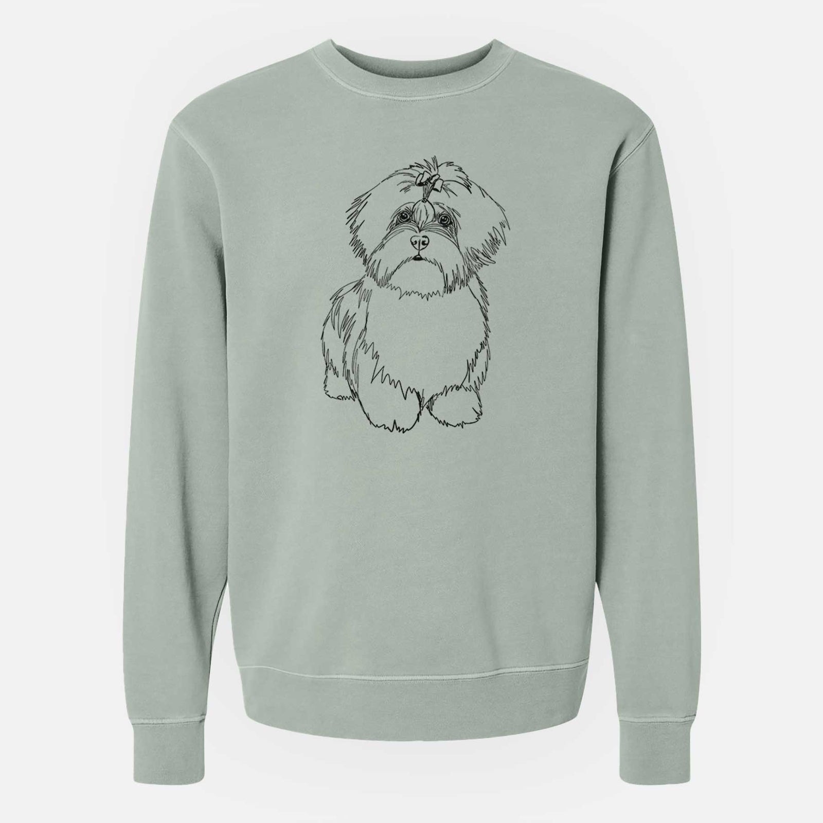 Doodled Laney the Lhasa Apso - Unisex Pigment Dyed Crew Sweatshirt