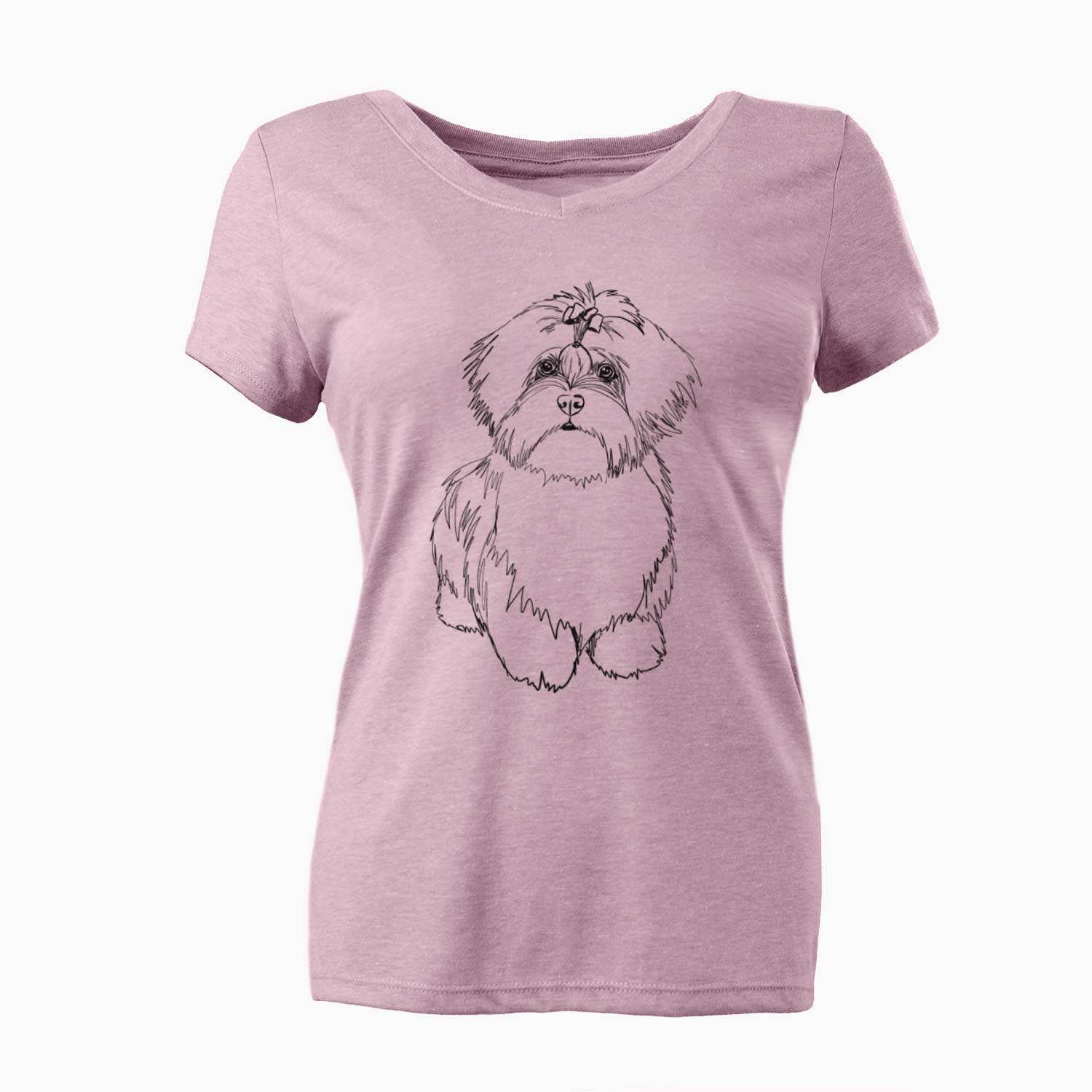 Doodled Laney the Lhasa Apso - Women's V-neck Shirt