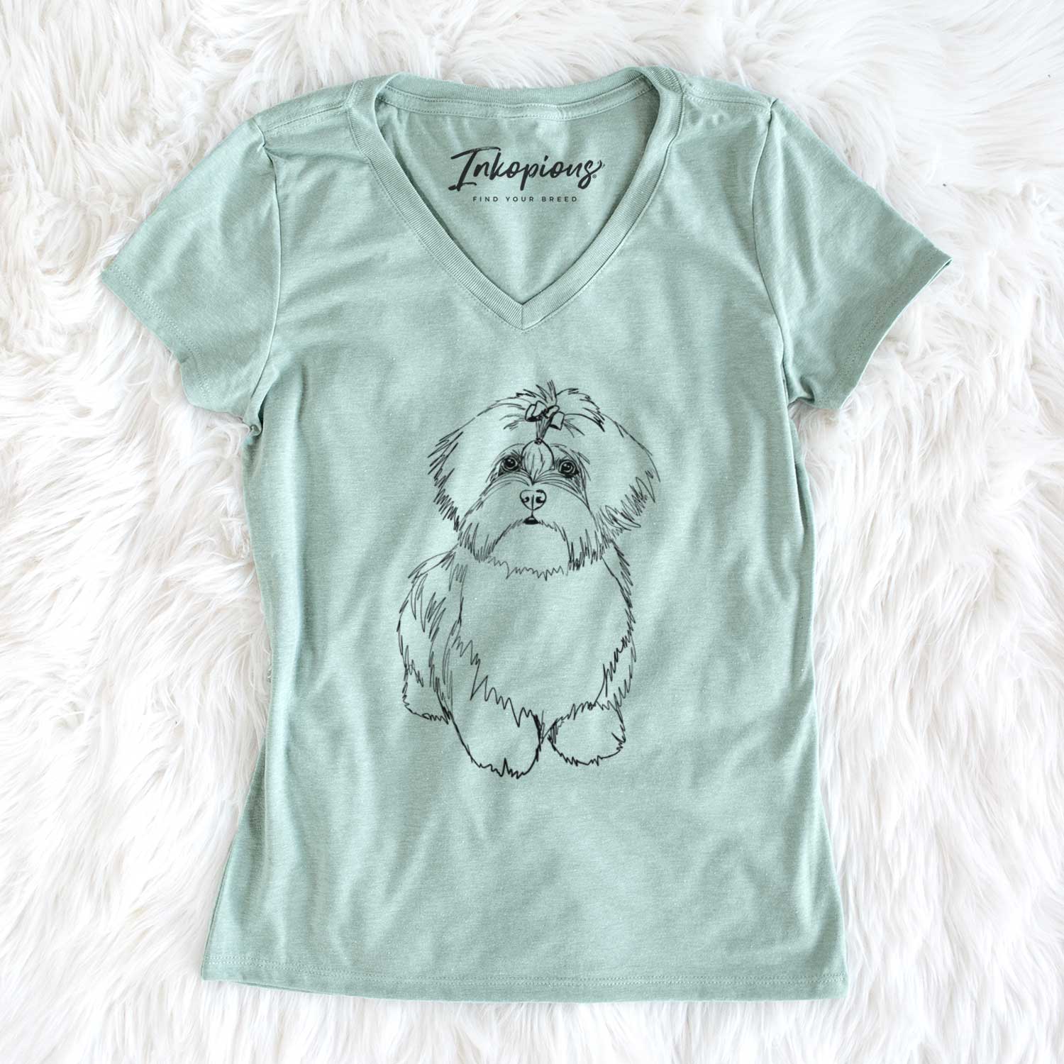 Doodled Laney the Lhasa Apso - Women's V-neck Shirt