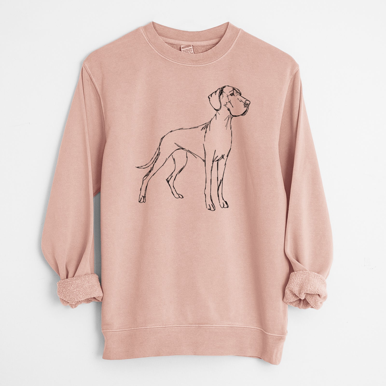Doodled Layla the Great Dane - Unisex Pigment Dyed Crew Sweatshirt