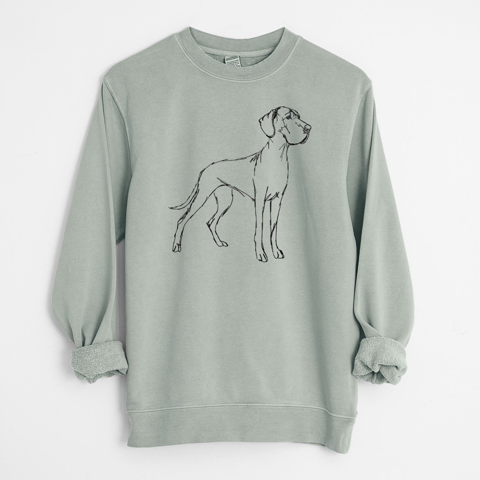Doodled Layla the Great Dane - Unisex Pigment Dyed Crew Sweatshirt