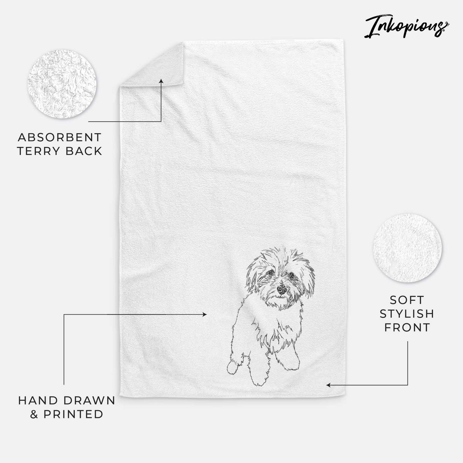 Doodled Leo the Mixed Breed Decorative Hand Towel