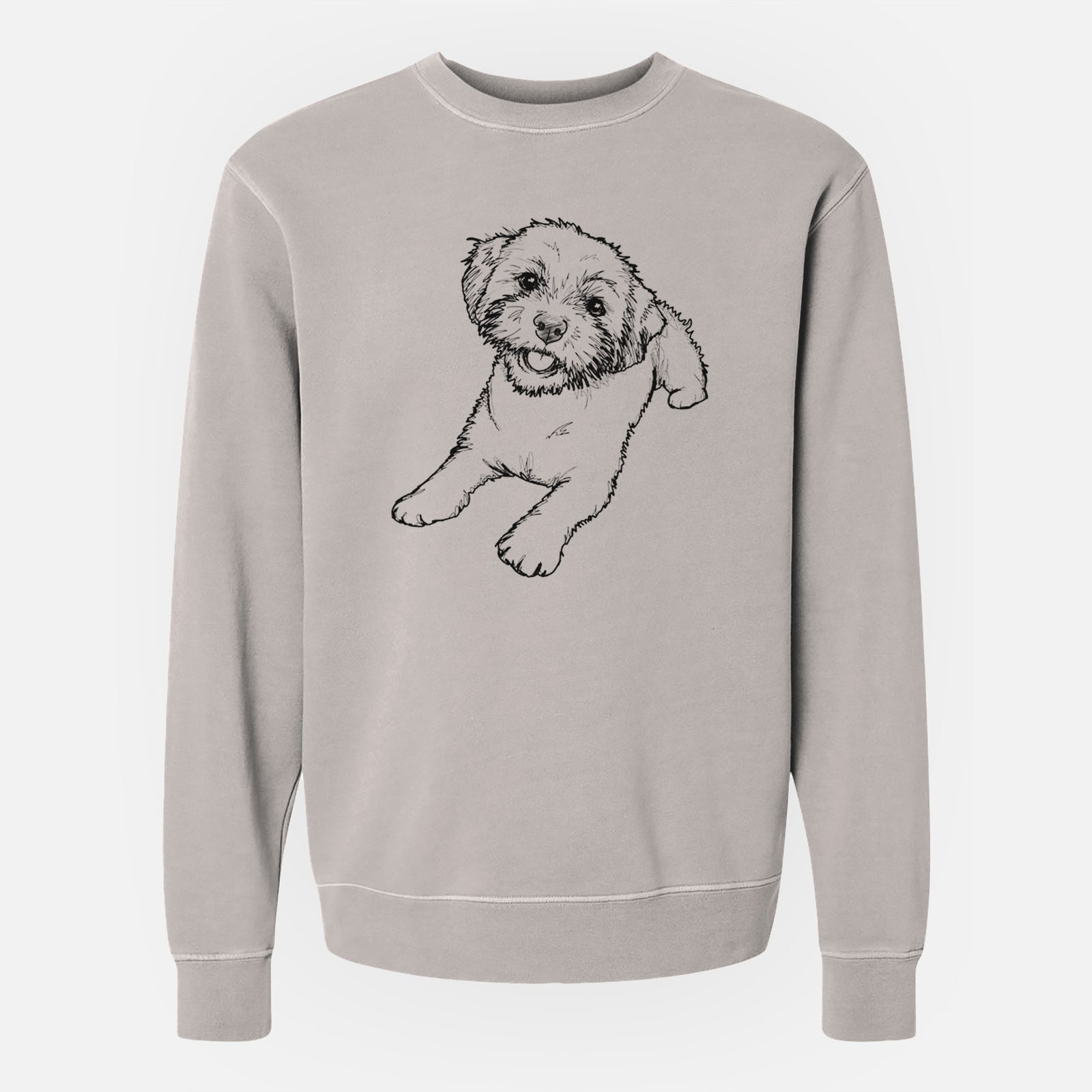 Doodled Lexi the Shichon - Unisex Pigment Dyed Crew Sweatshirt