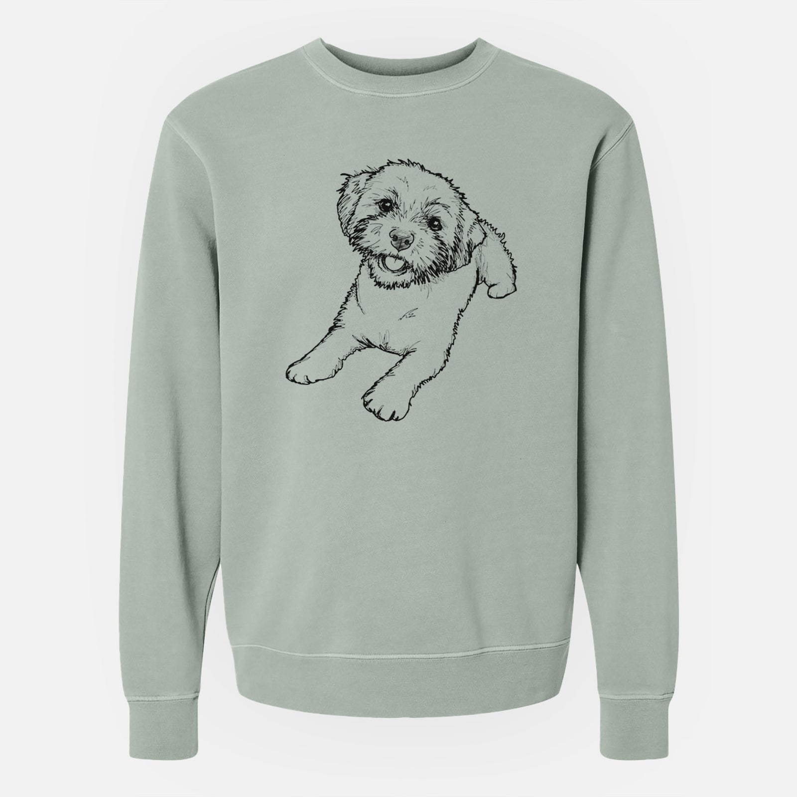 Doodled Lexi the Shichon - Unisex Pigment Dyed Crew Sweatshirt