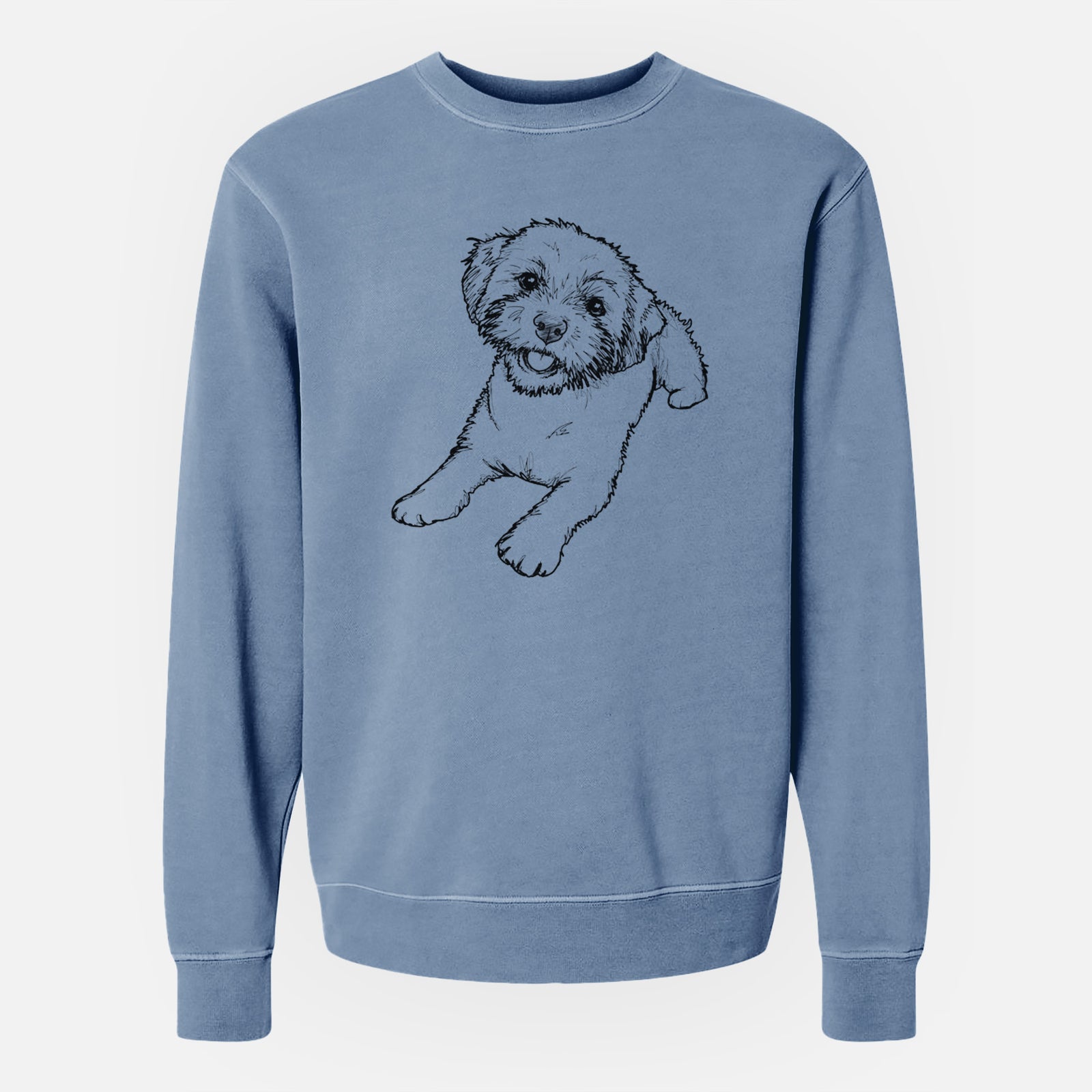 Doodled Lexi the Shichon - Unisex Pigment Dyed Crew Sweatshirt