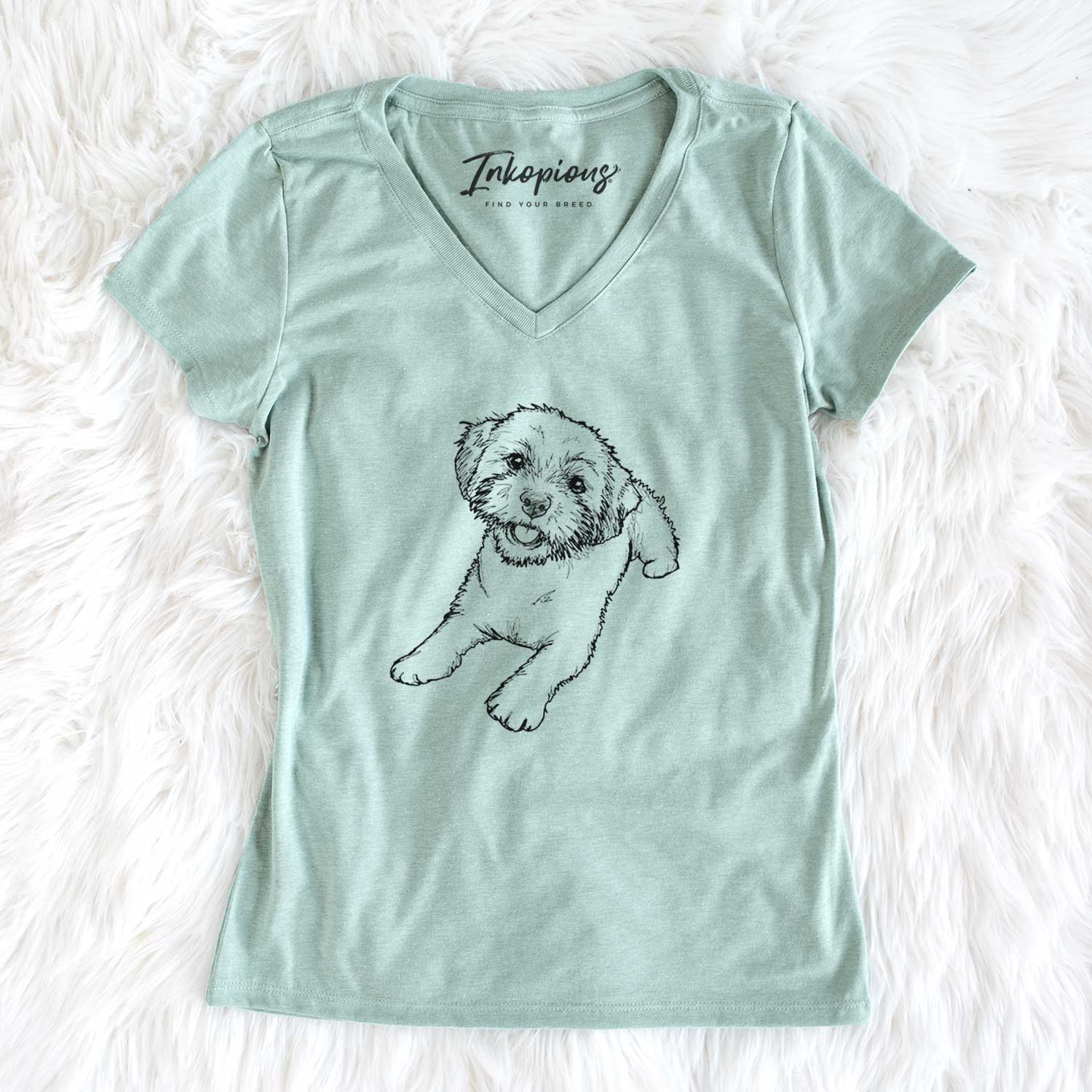 Doodled Lexi the Shichon - Women's V-neck Shirt