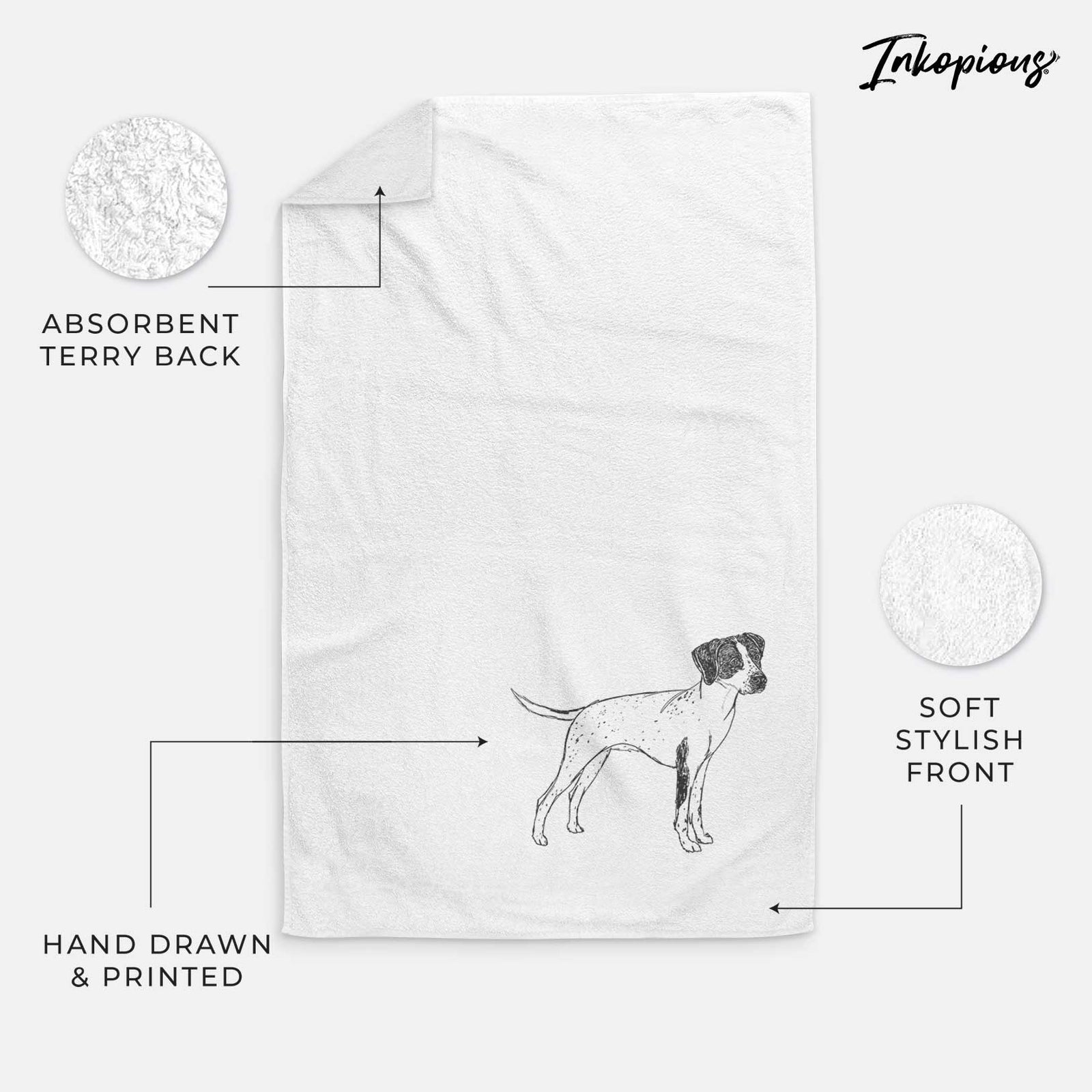 Doodled Lilly the English Pointer Decorative Hand Towel