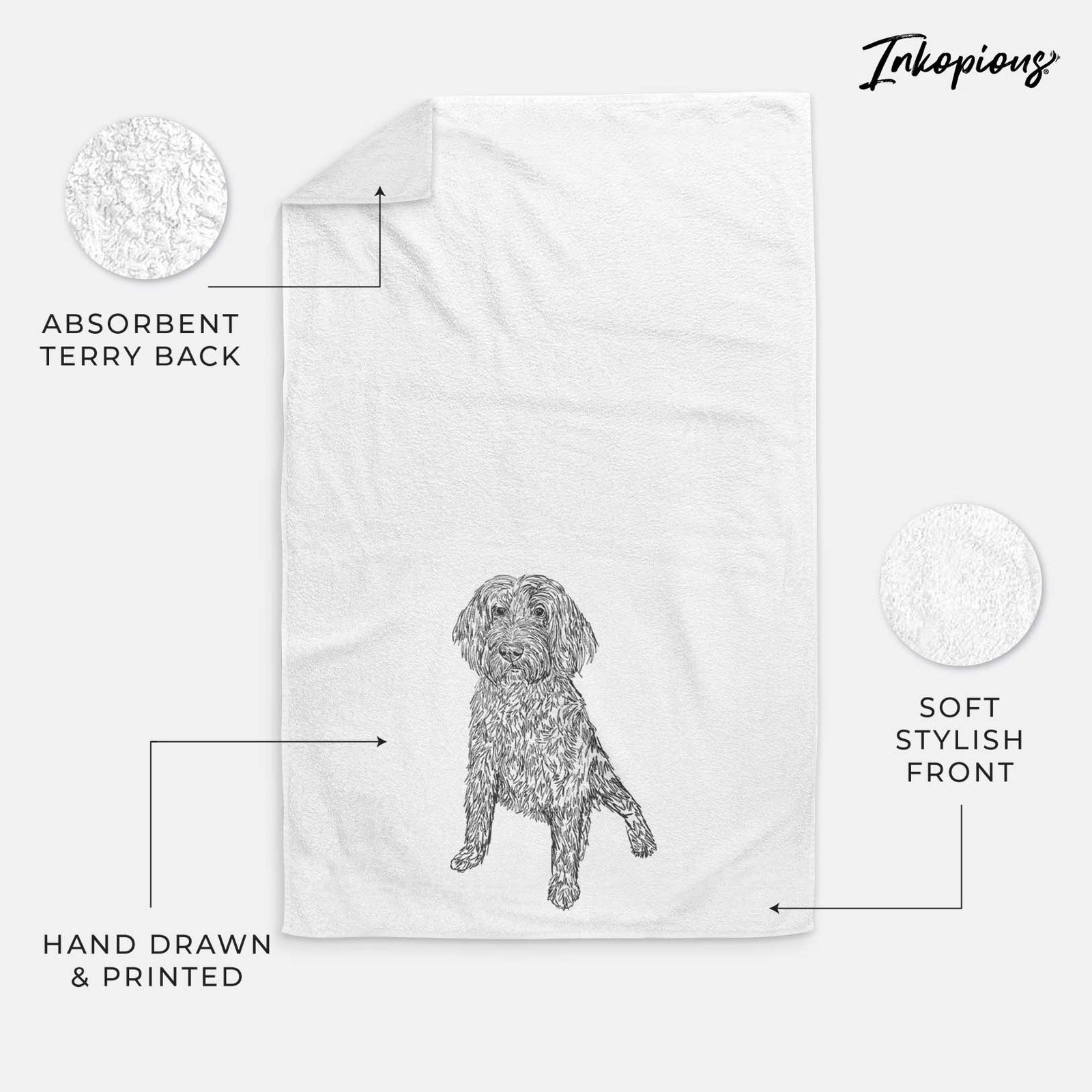Doodled Lily the Goldendoodle Decorative Hand Towel