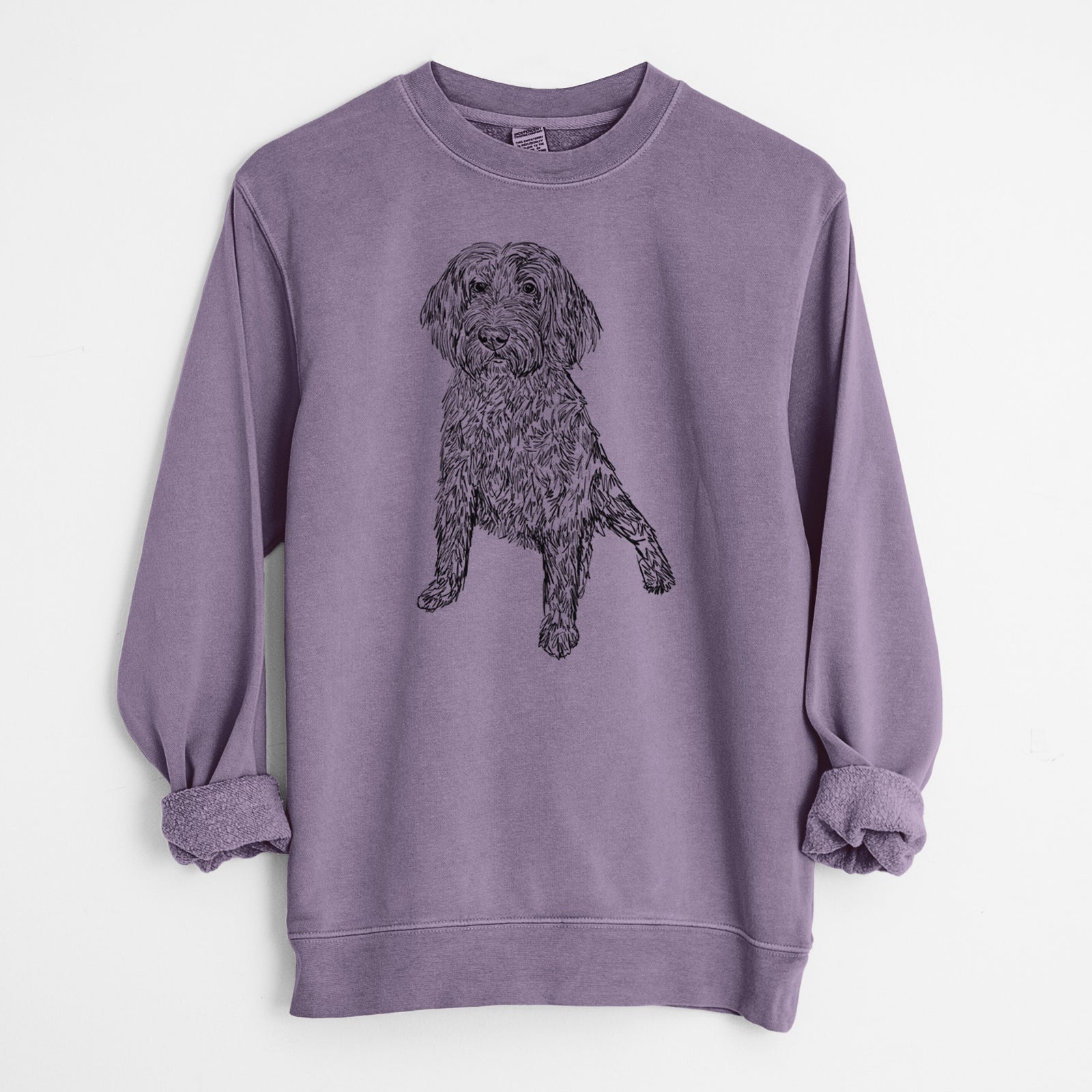 Doodled Lily the Goldendoodle - Unisex Pigment Dyed Crew Sweatshirt