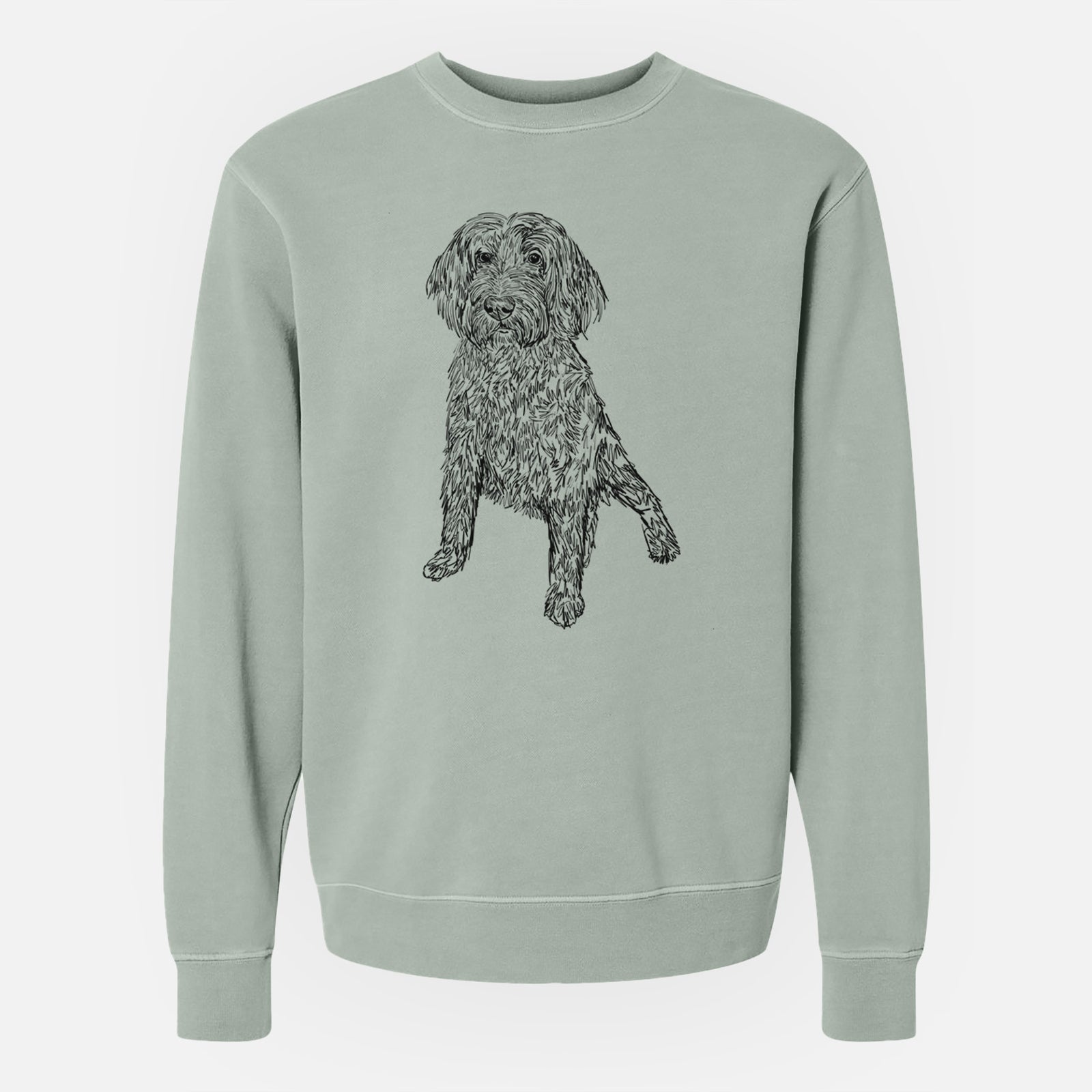 Doodled Lily the Goldendoodle - Unisex Pigment Dyed Crew Sweatshirt