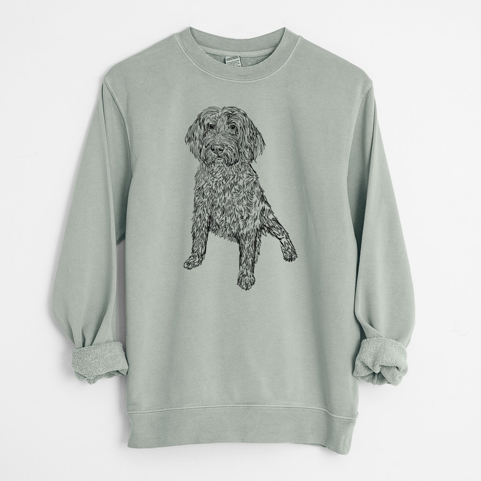 Doodled Lily the Goldendoodle - Unisex Pigment Dyed Crew Sweatshirt
