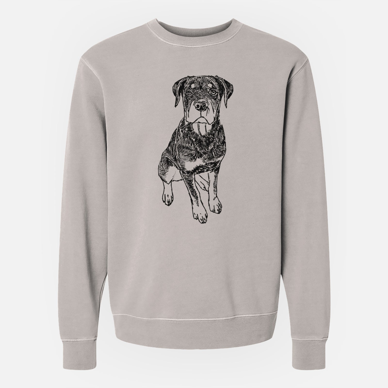 Doodled Lincoln the Rottweiler Puppy - Unisex Pigment Dyed Crew Sweatshirt