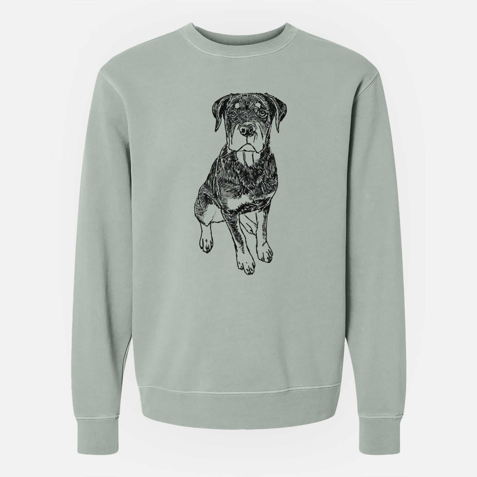 Doodled Lincoln the Rottweiler Puppy - Unisex Pigment Dyed Crew Sweatshirt