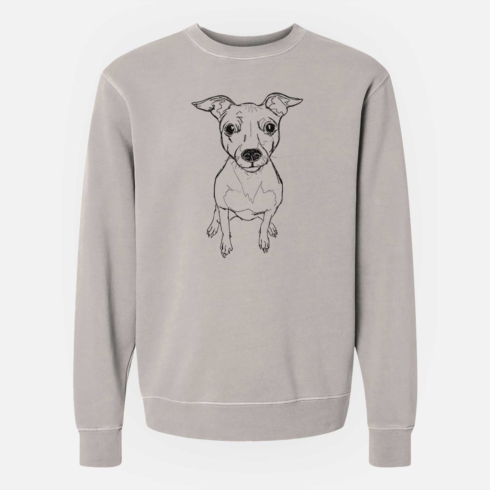 Doodled Little Lucy the American Hairless Terrier - Unisex Pigment Dyed Crew Sweatshirt