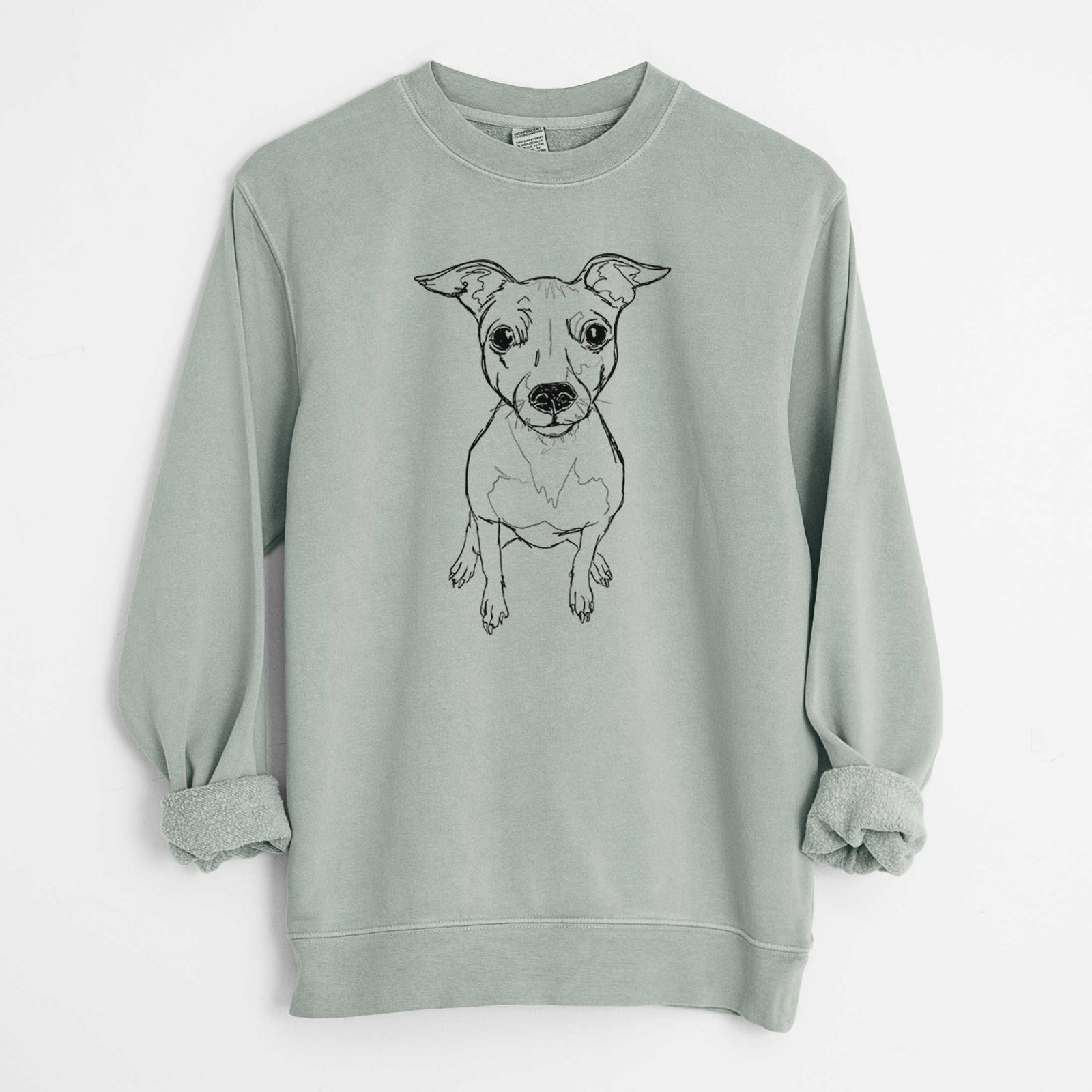 Doodled Little Lucy the American Hairless Terrier - Unisex Pigment Dyed Crew Sweatshirt