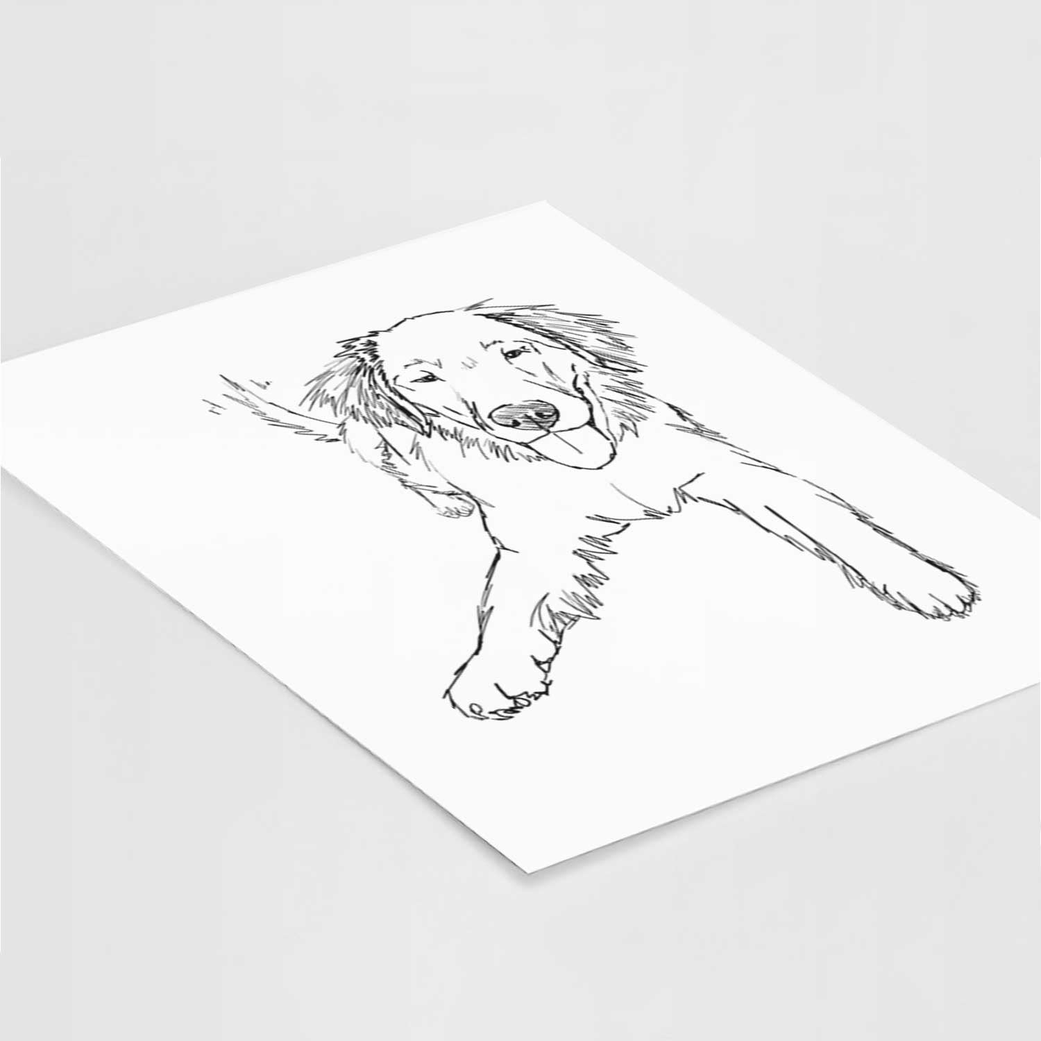 Doodled Loganator the Golden Retriever Art Print