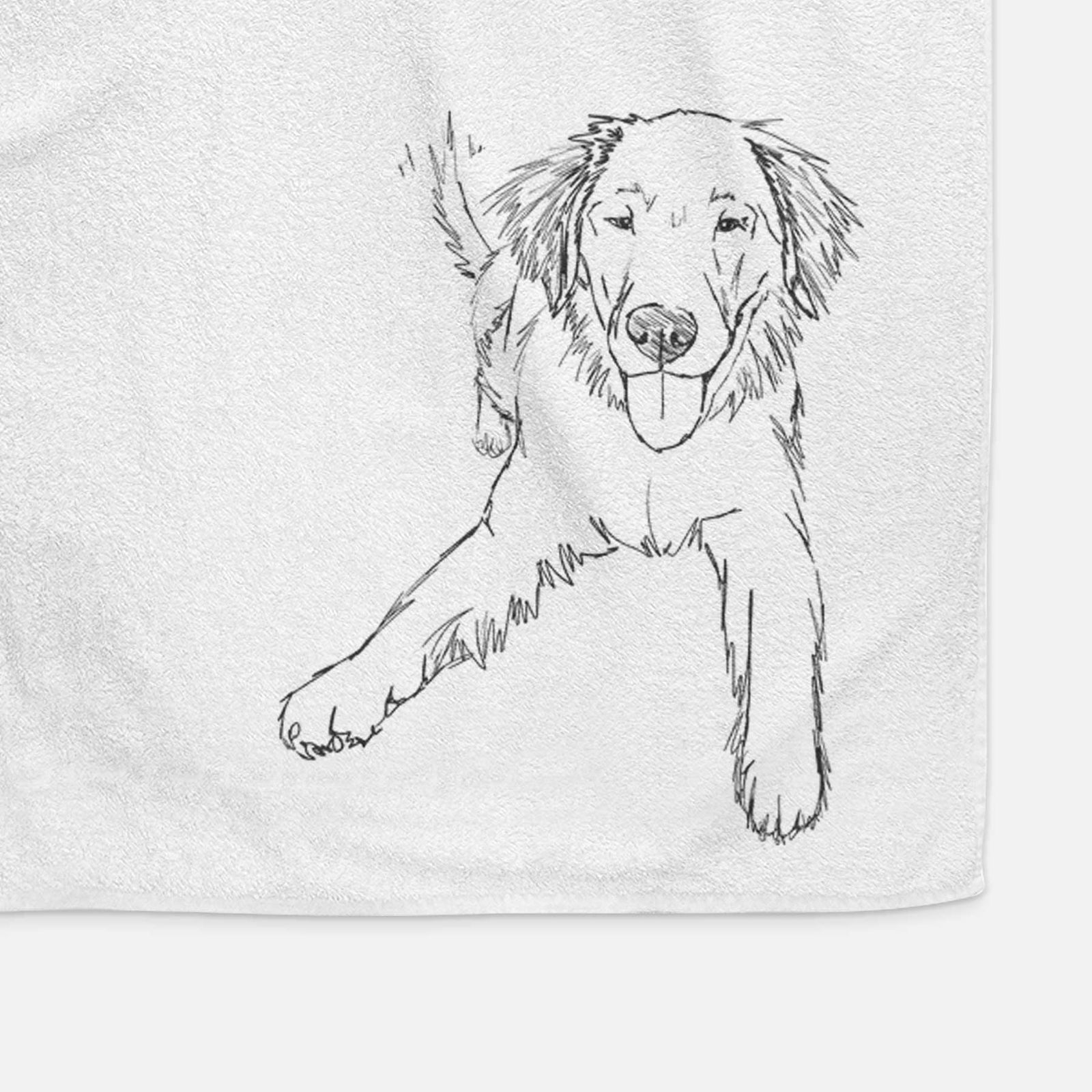 Doodled Loganator the Golden Retriever Decorative Hand Towel
