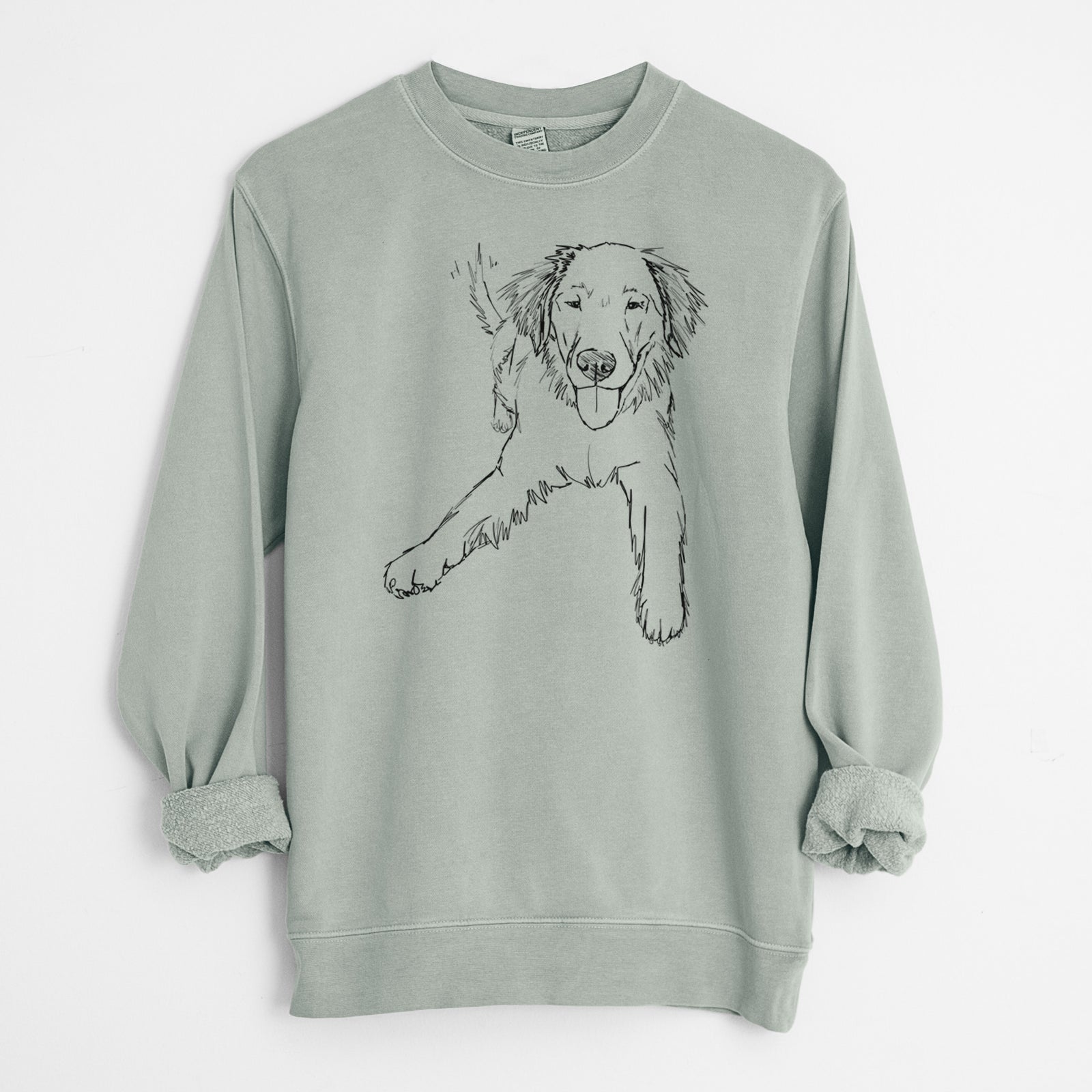 Doodled Loganator the Golden Retriever - Unisex Pigment Dyed Crew Sweatshirt