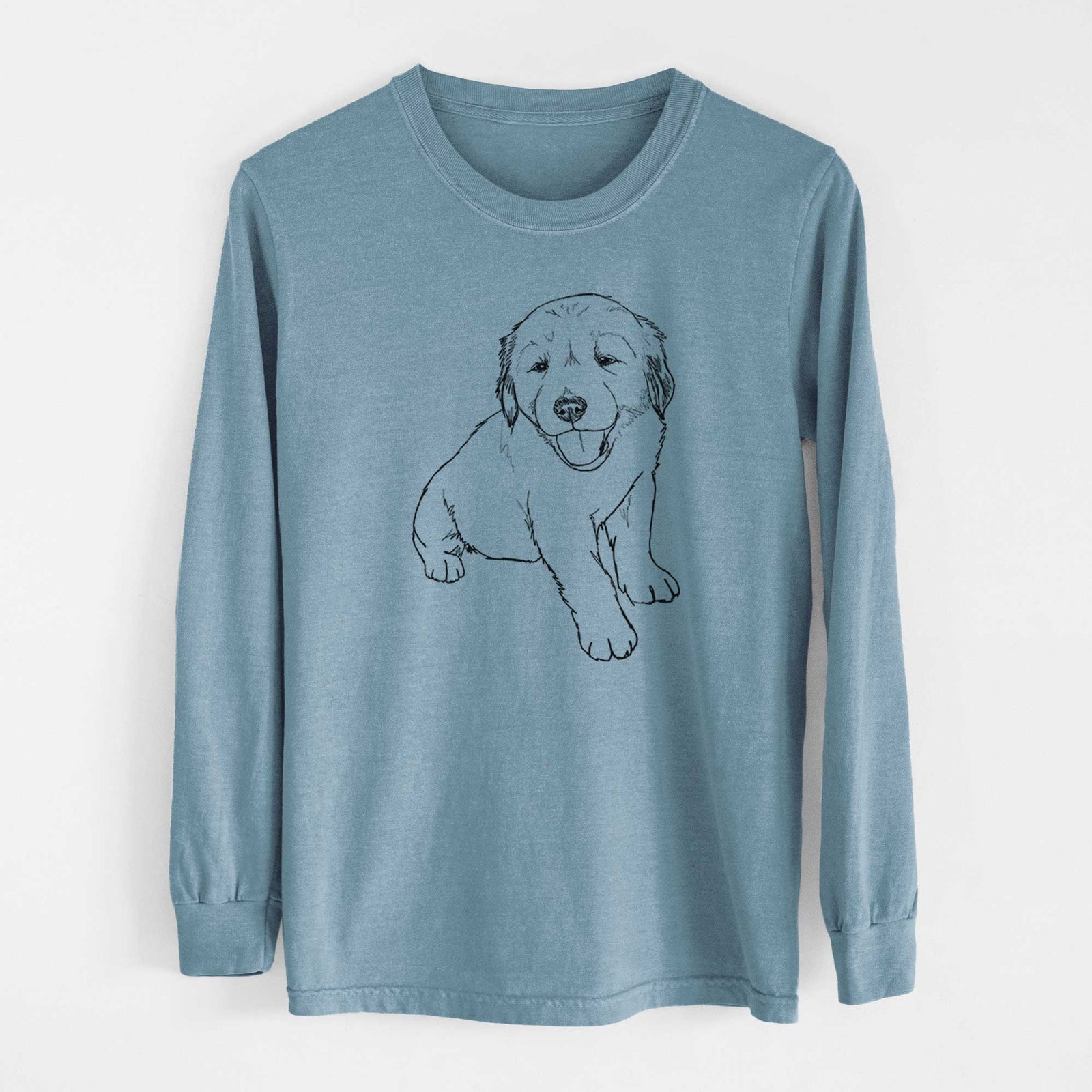 Doodled Loganator the Golden Retriever Puppy - Heavyweight 100% Cotton Long Sleeve