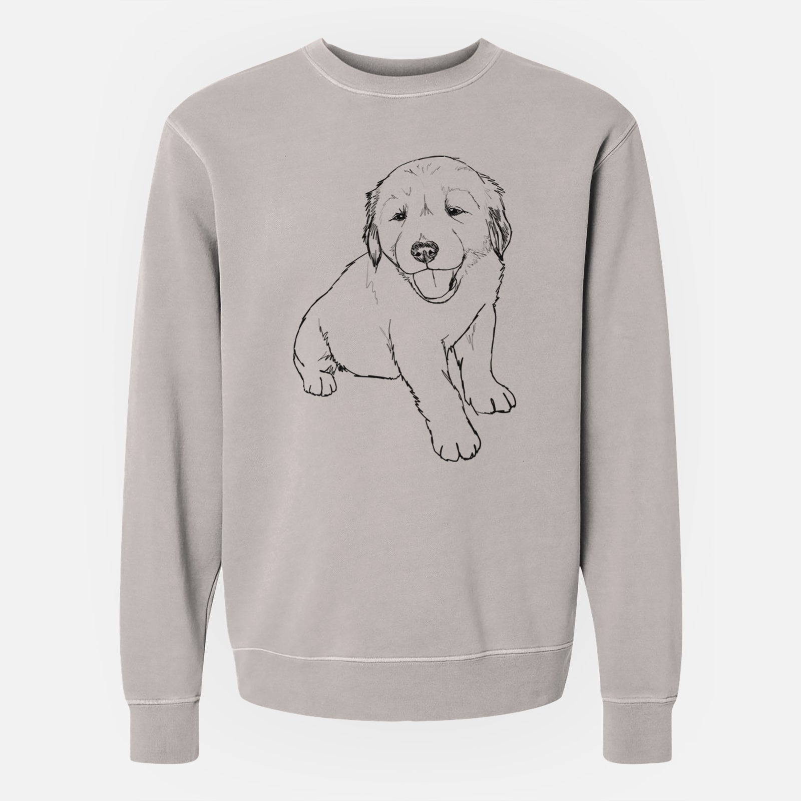 Doodled Loganator the Golden Retriever Puppy - Unisex Pigment Dyed Crew Sweatshirt