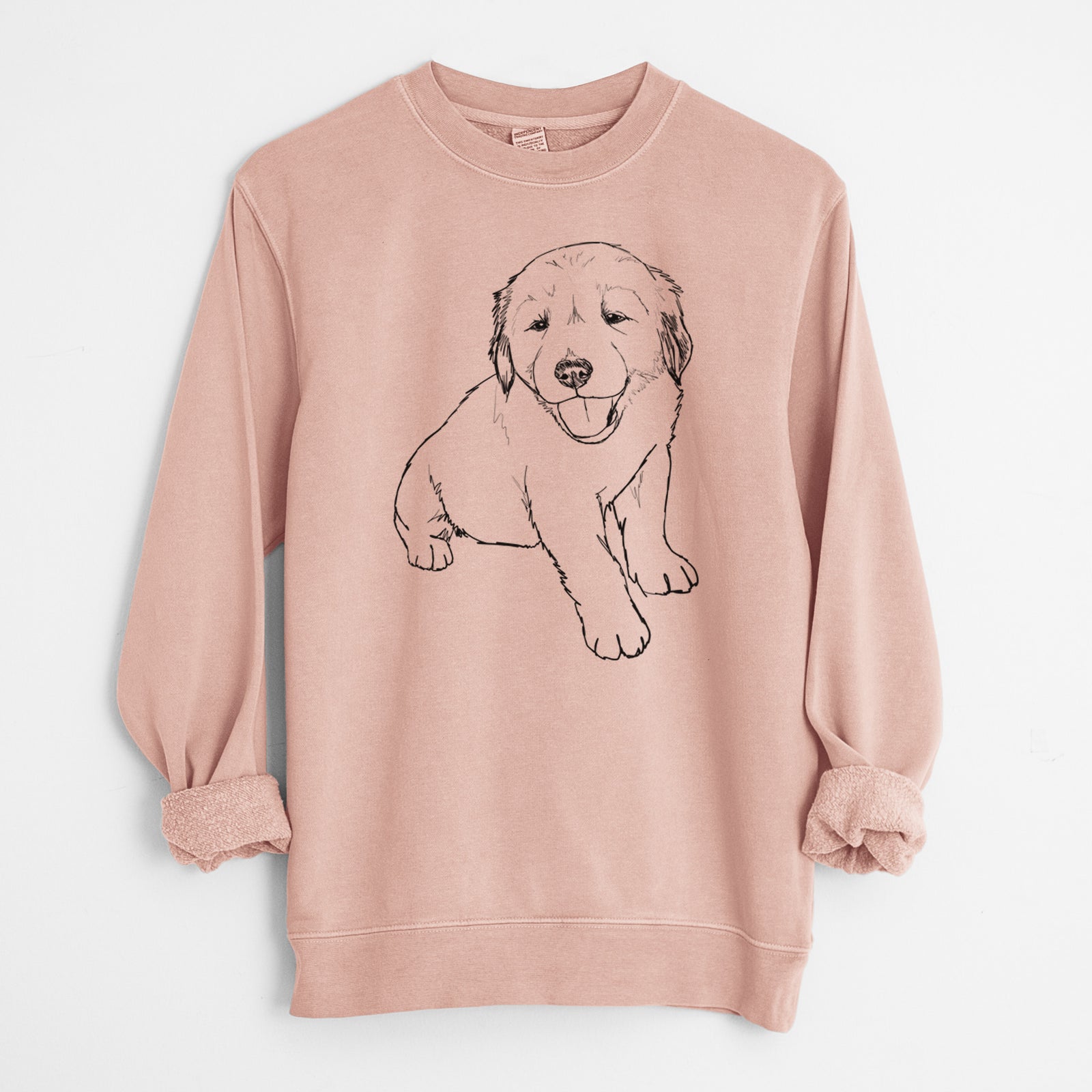 Doodled Loganator the Golden Retriever Puppy - Unisex Pigment Dyed Crew Sweatshirt