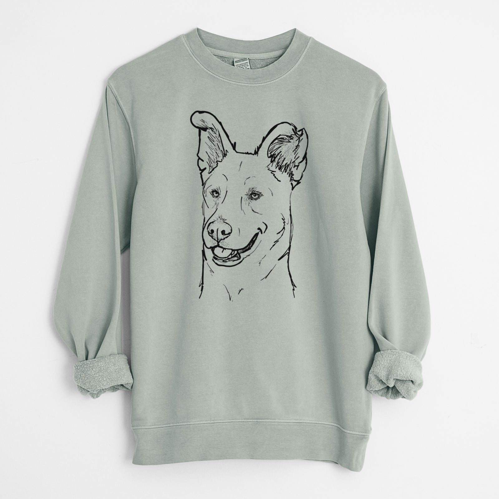 Doodled Lola the Shepherd Mix - Unisex Pigment Dyed Crew Sweatshirt
