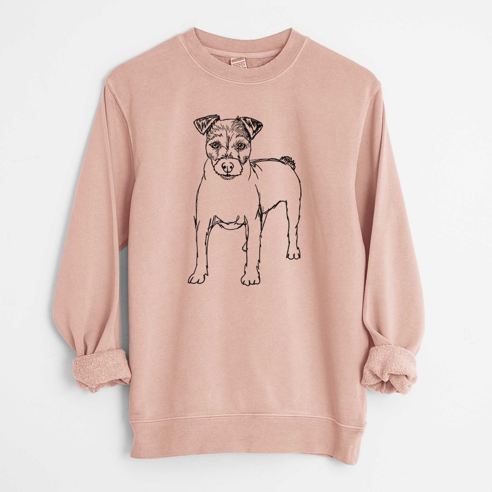 Doodled Lucky the Jack Russell Terrier - Unisex Pigment Dyed Crew Sweatshirt