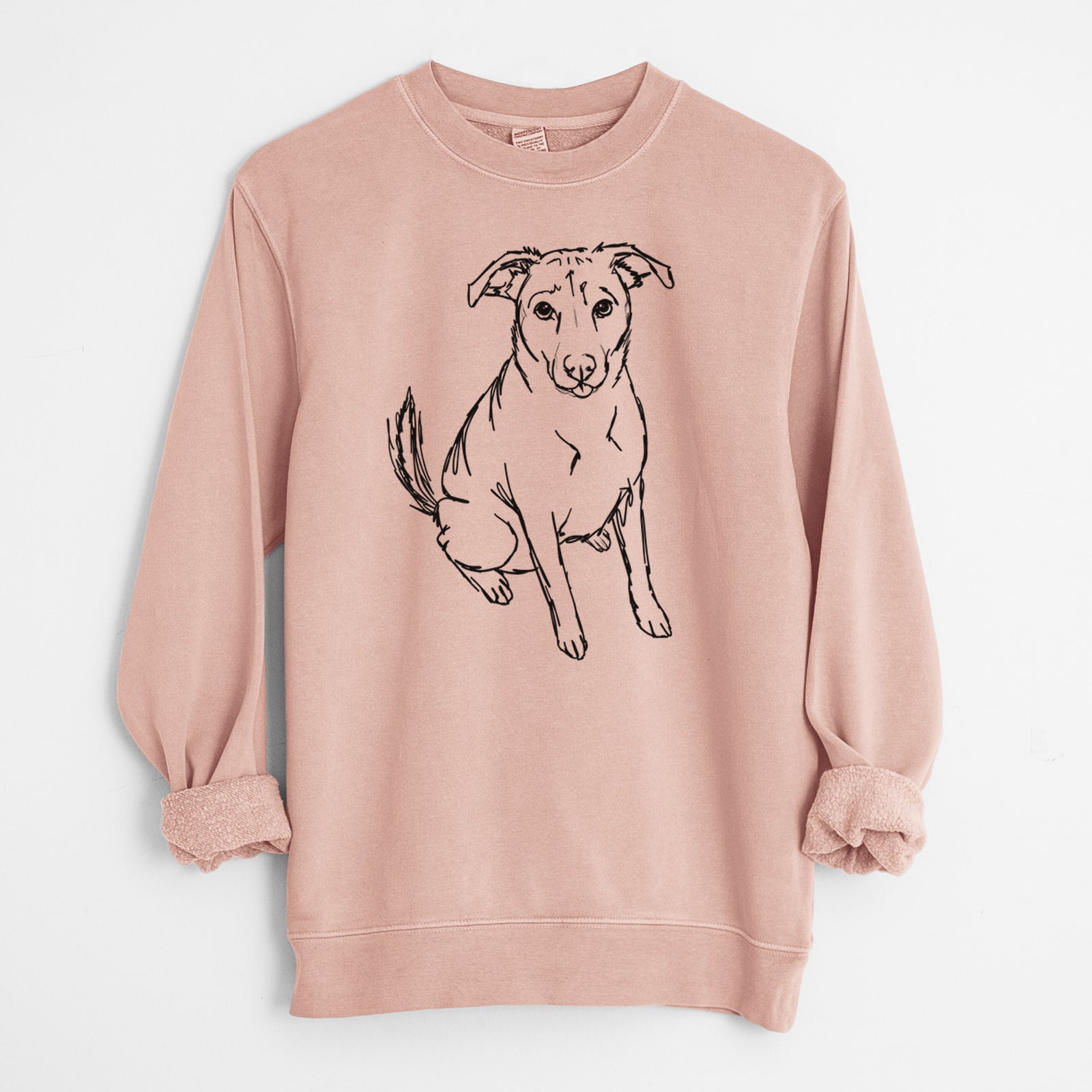 Doodled Lucky the Beagle Mix - Unisex Pigment Dyed Crew Sweatshirt